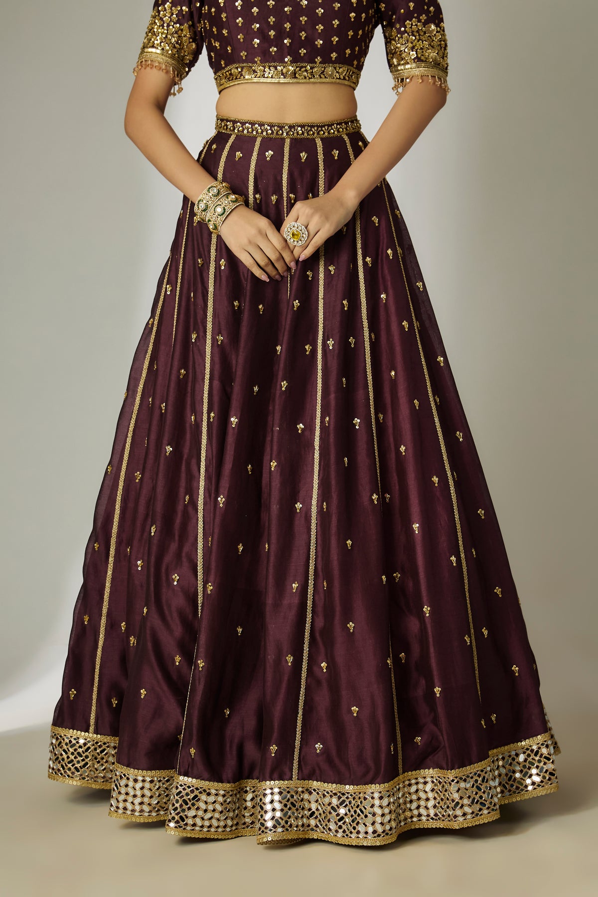 Brown Chanderi Lehenga Set