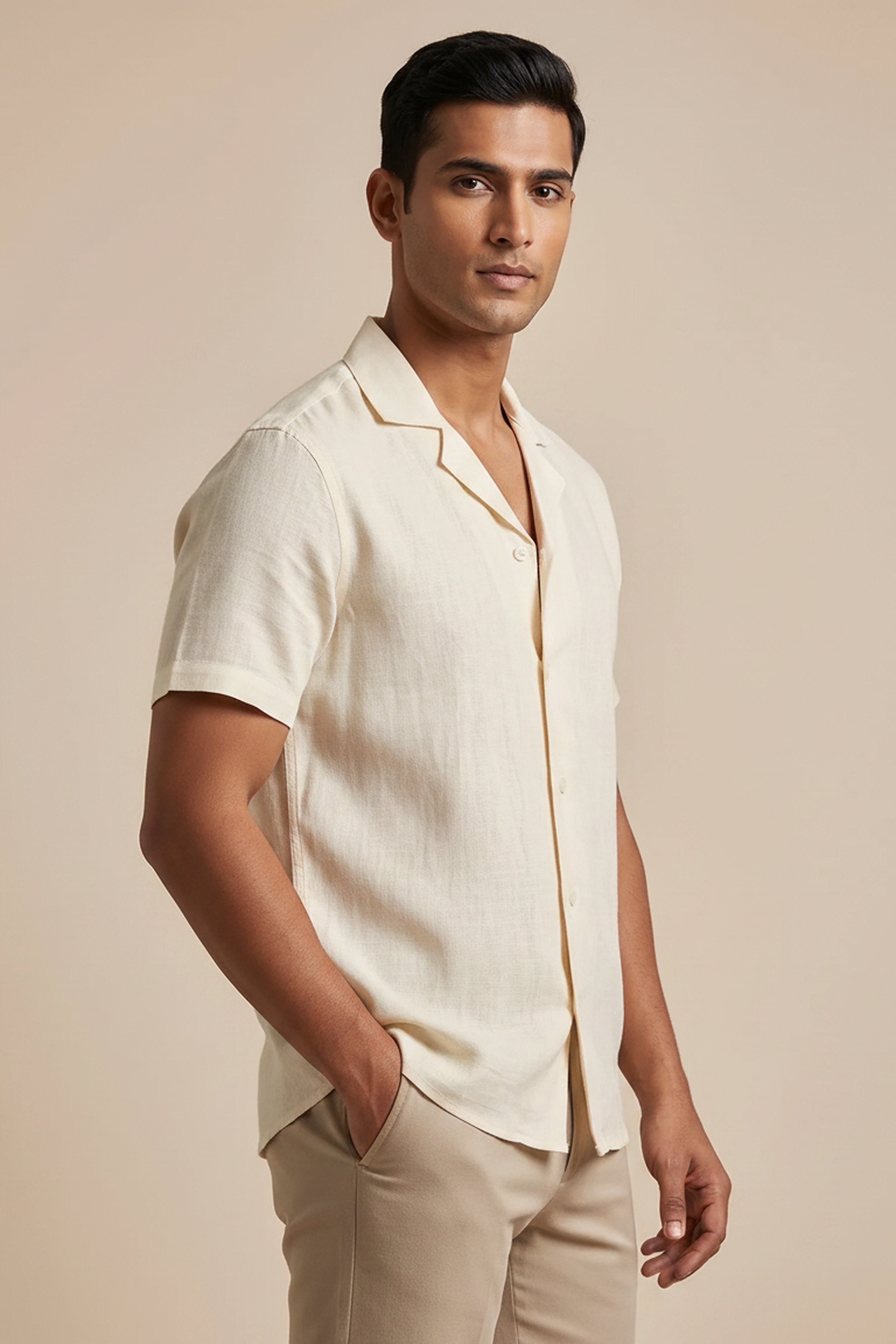 Sera — Cream Linen Shirt