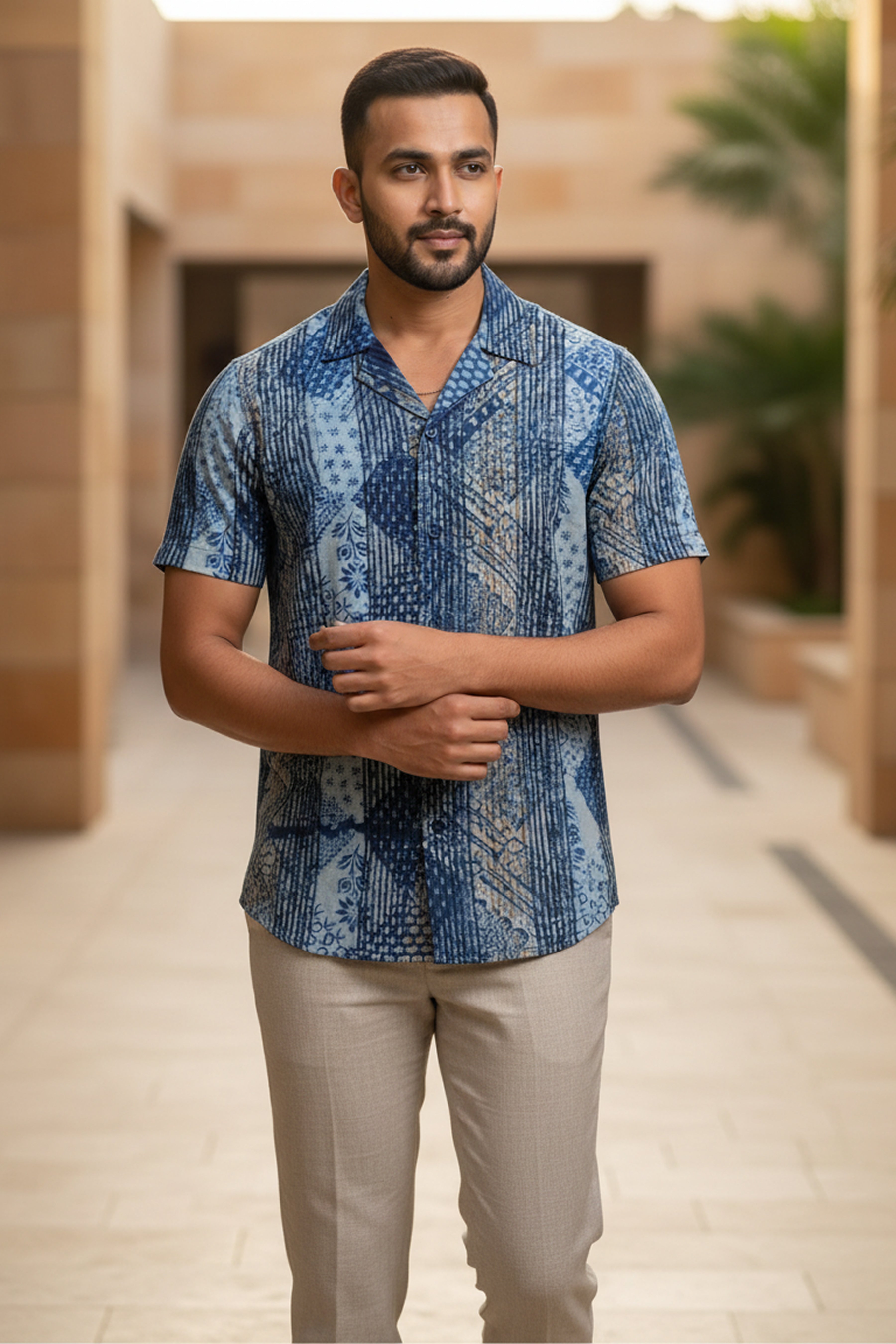 Samudra — Sea Blue Dabu Cotton Shirt