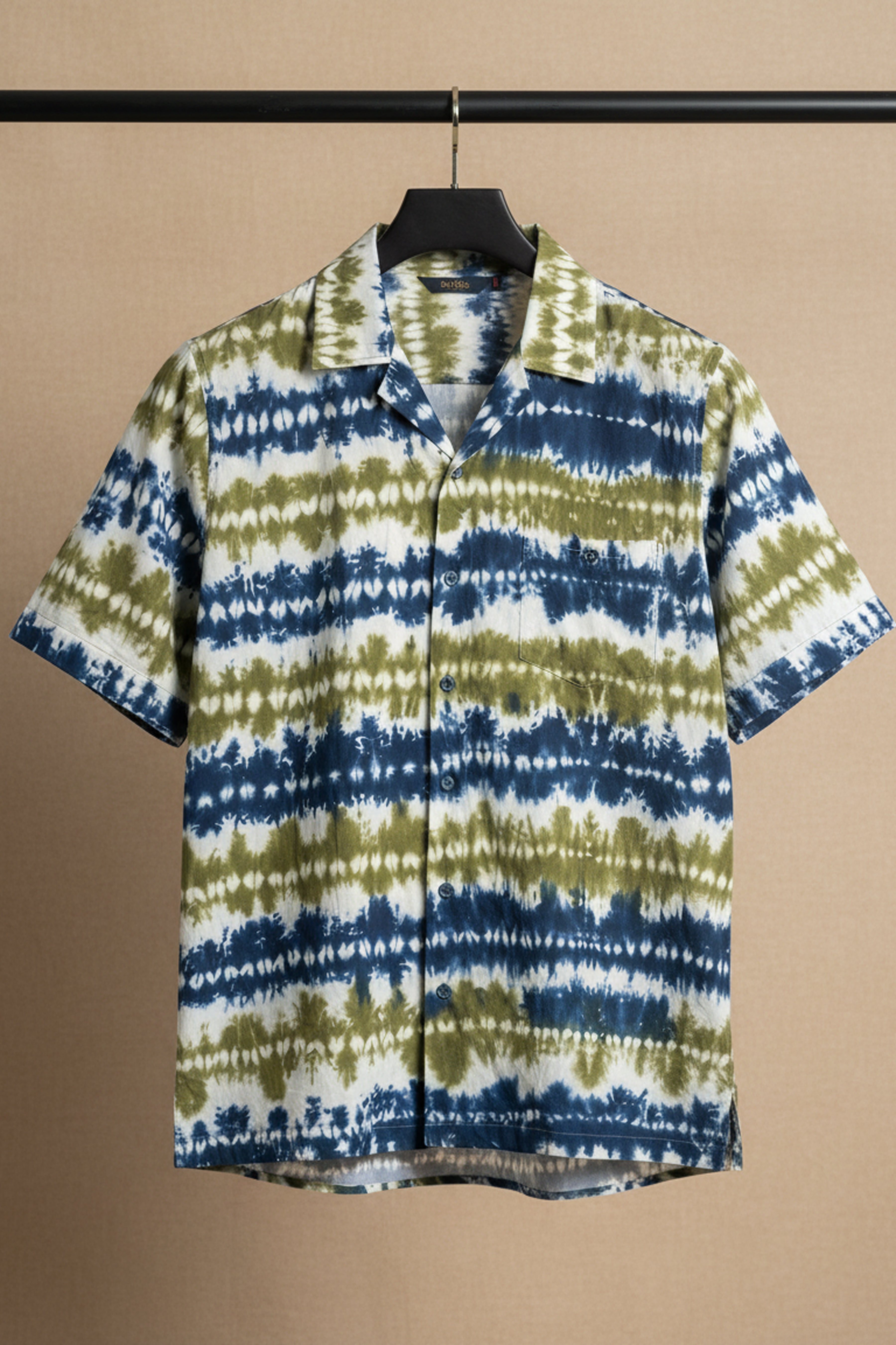 Prakriti — Olive Indigo Shibori Cotton Shirt