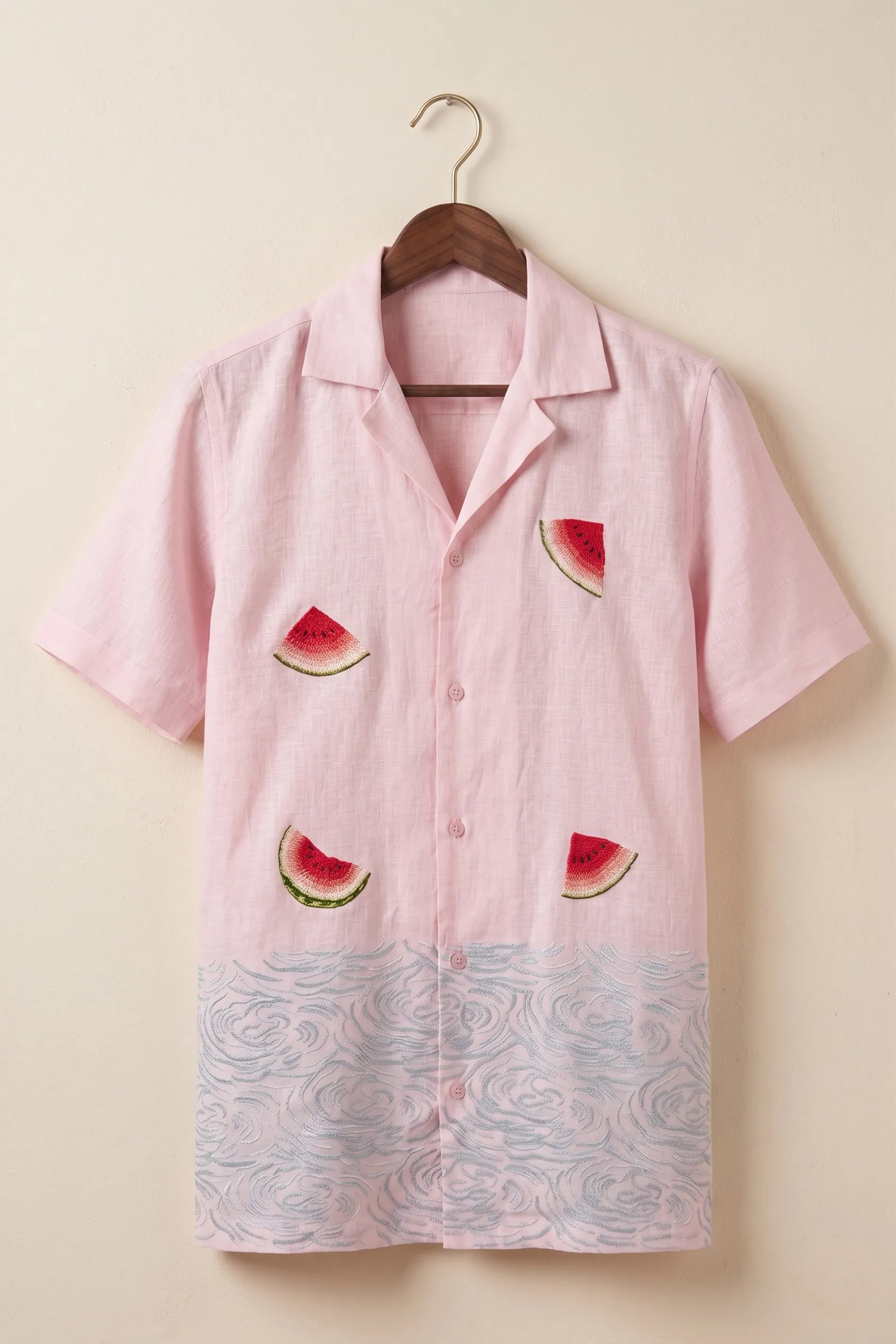 Melon — White Embroidered Linen Shirt