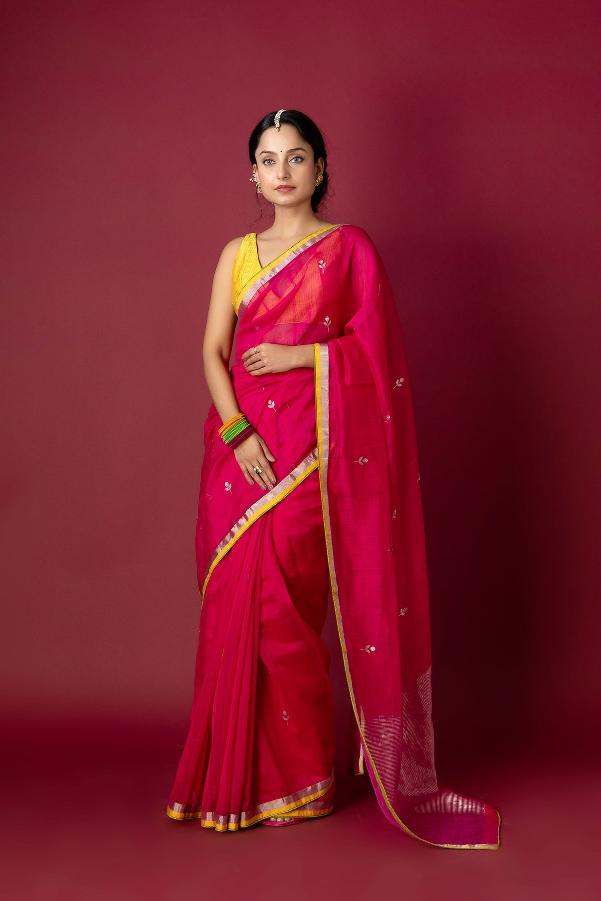 Rani Pink Chanderi Silk Zari Saree