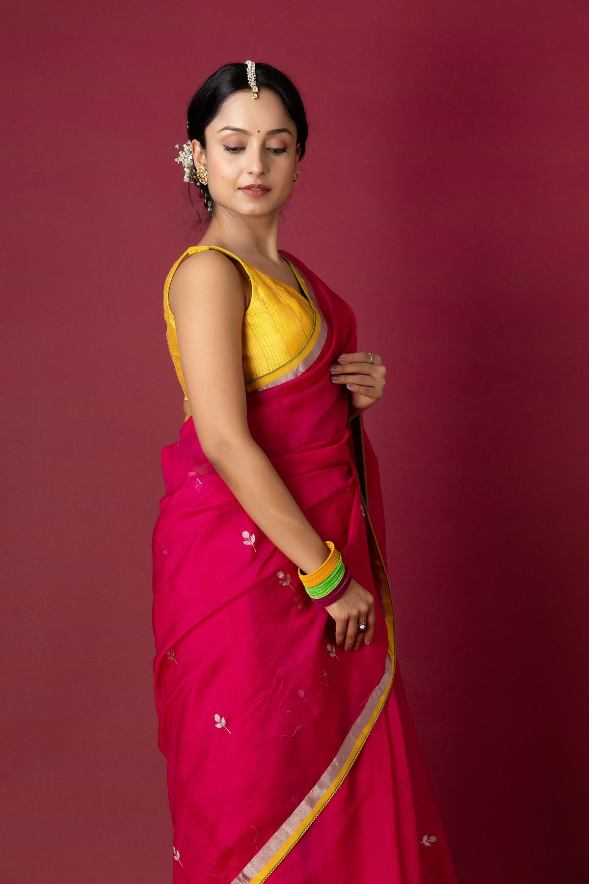 Rani Pink Chanderi Silk Zari Saree