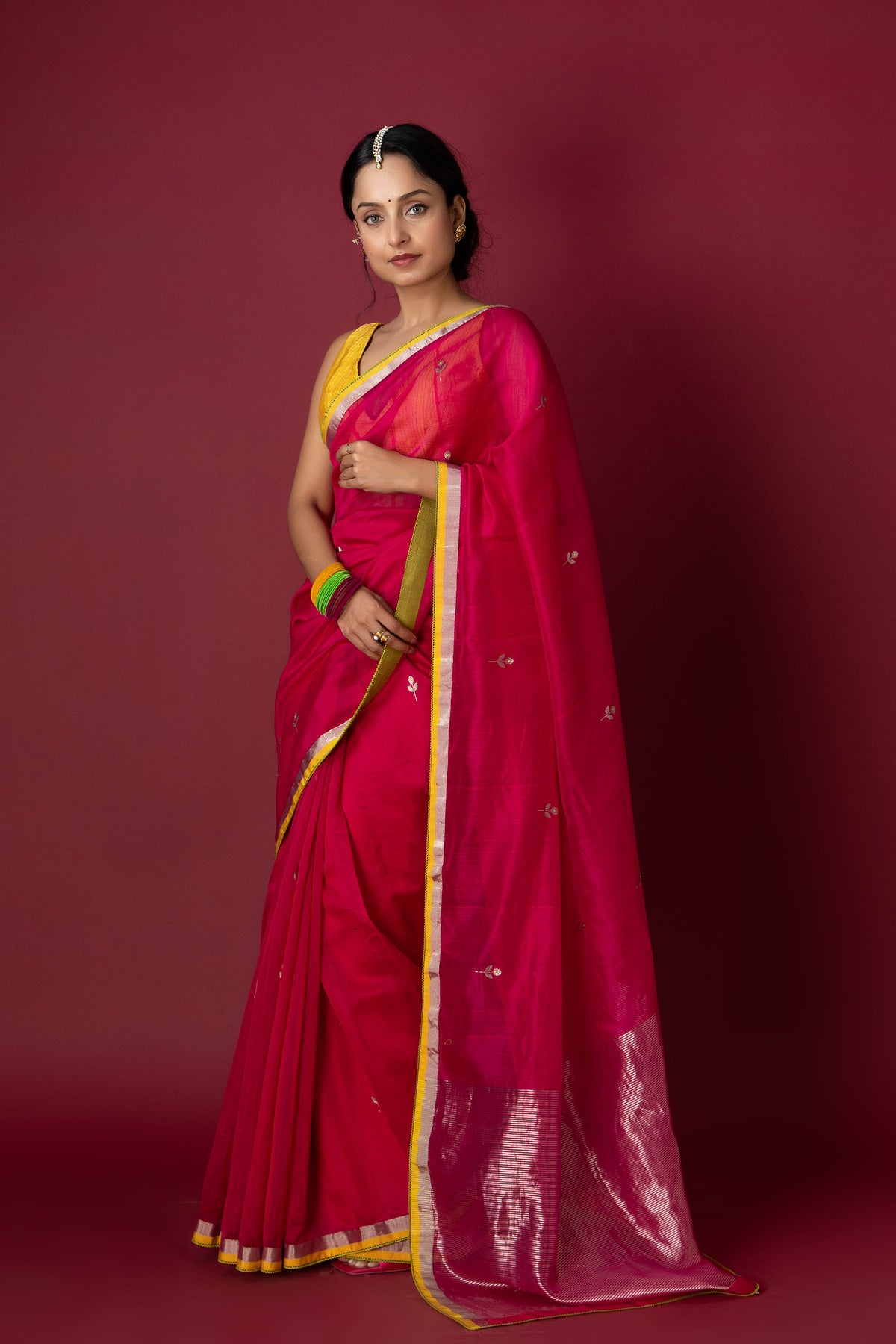 Rani Pink Chanderi Silk Zari Saree