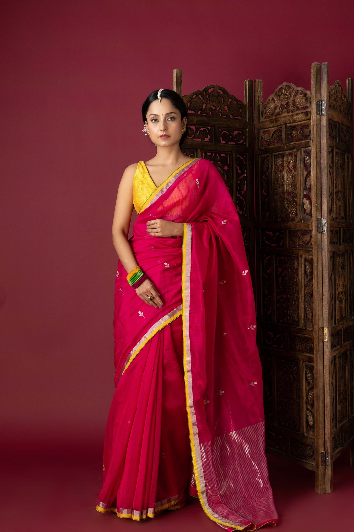 Rani Pink Chanderi Silk Zari Saree