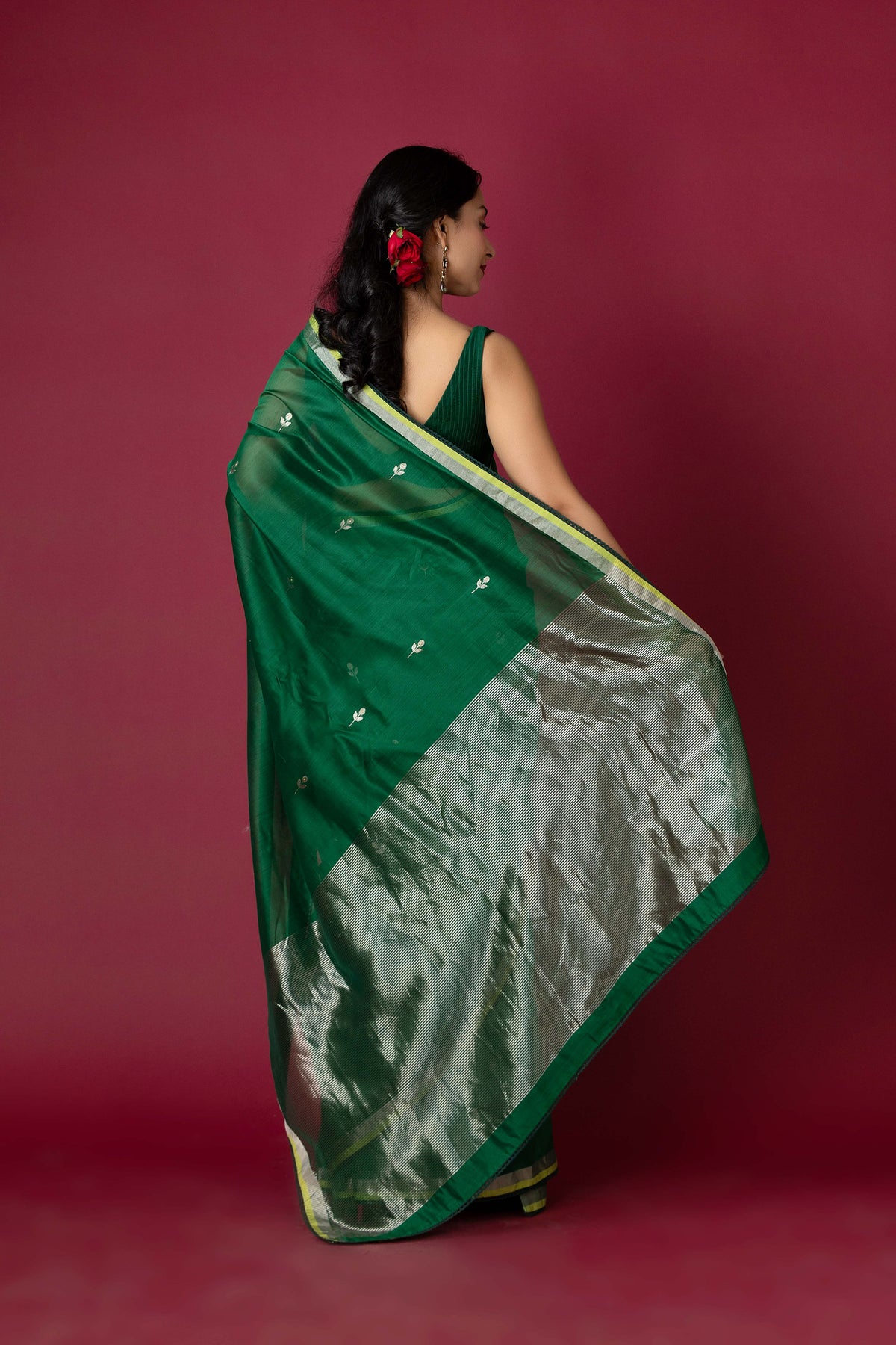 Green Chanderi Silk Zari Saree