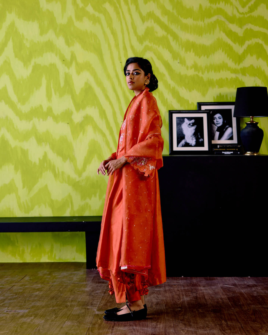 Rust Orange A-line Kurta Set