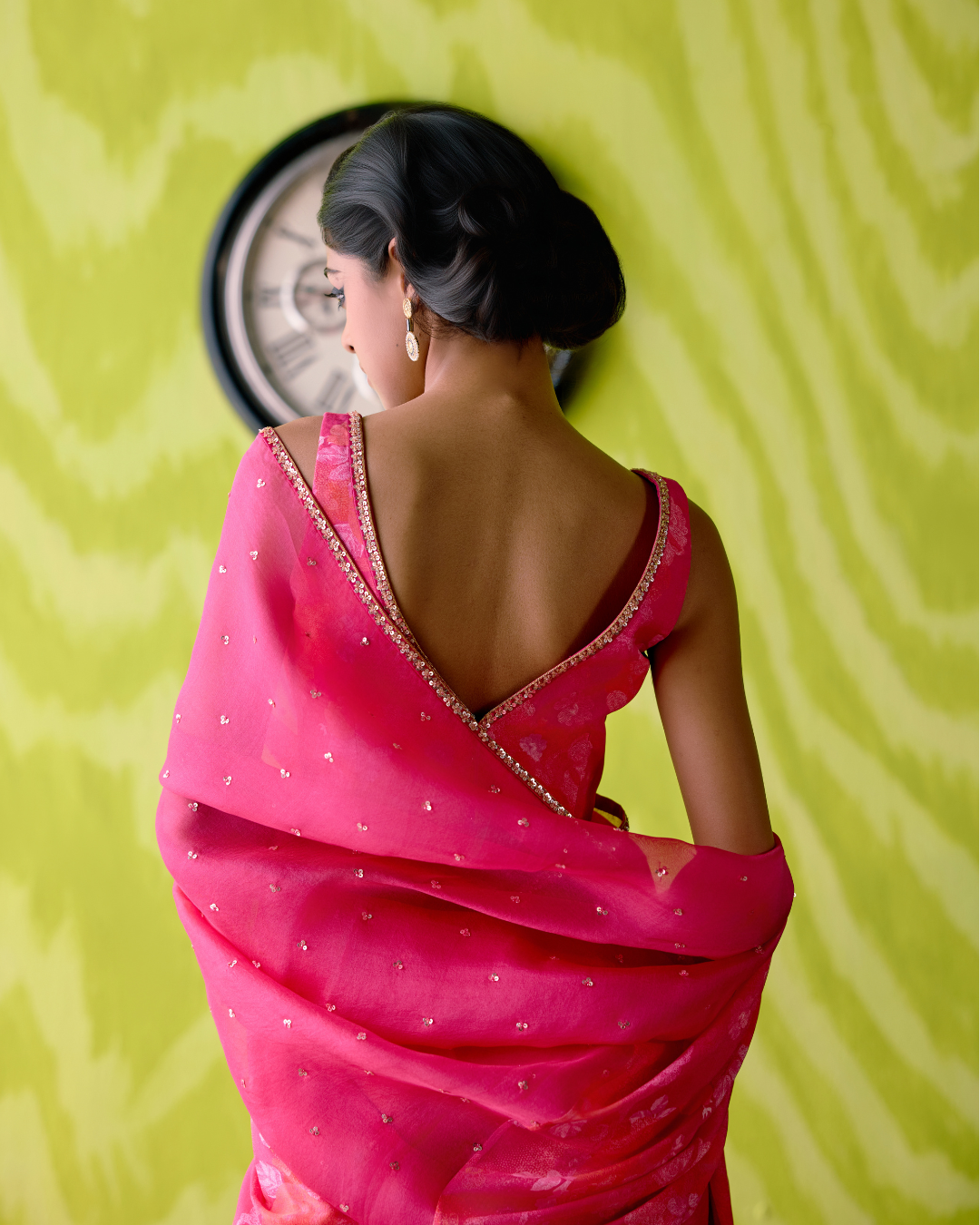 Fuchsia Pink Half and Half Saree with Blouse