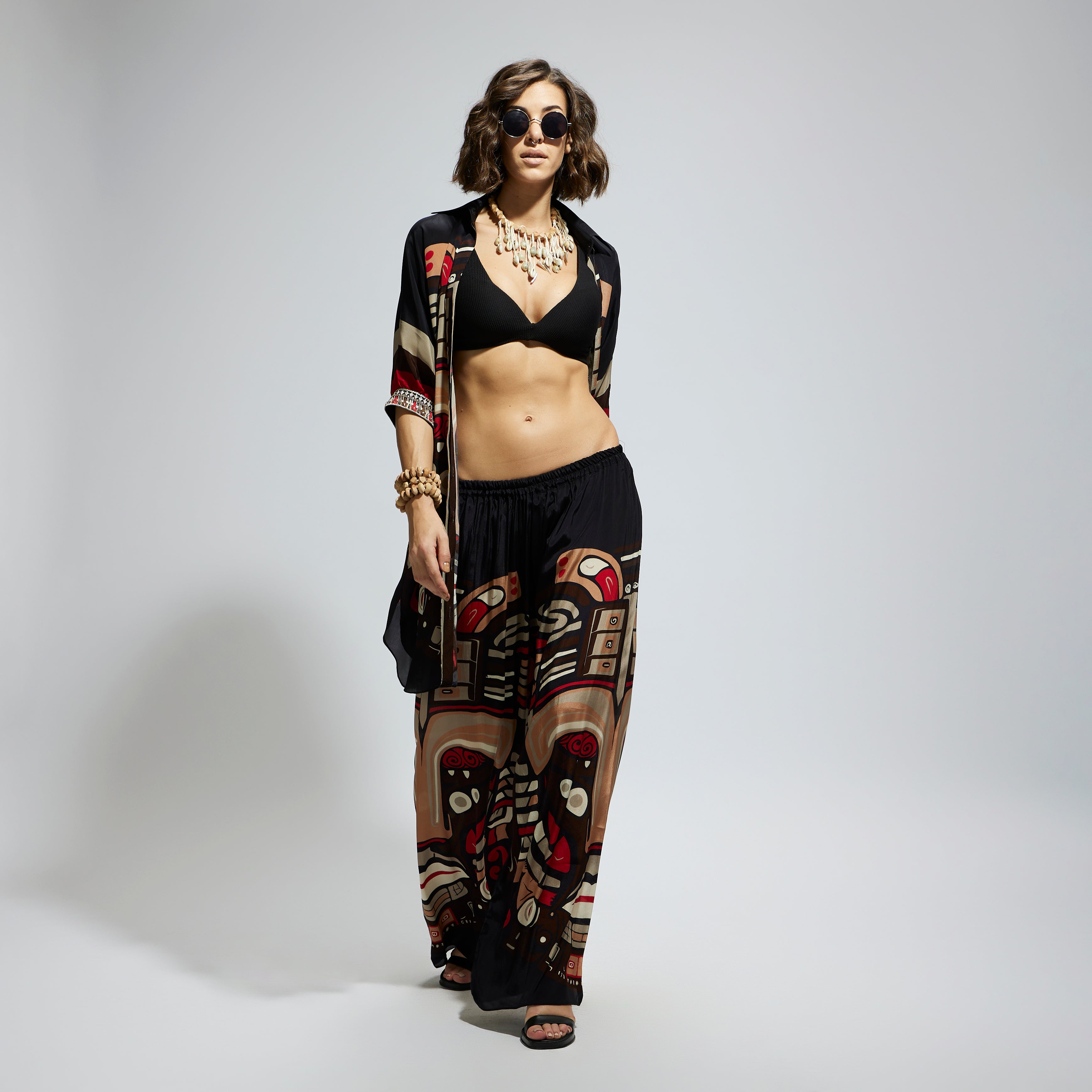 BLUE MASK PRINT OVERSIZED COORD SET