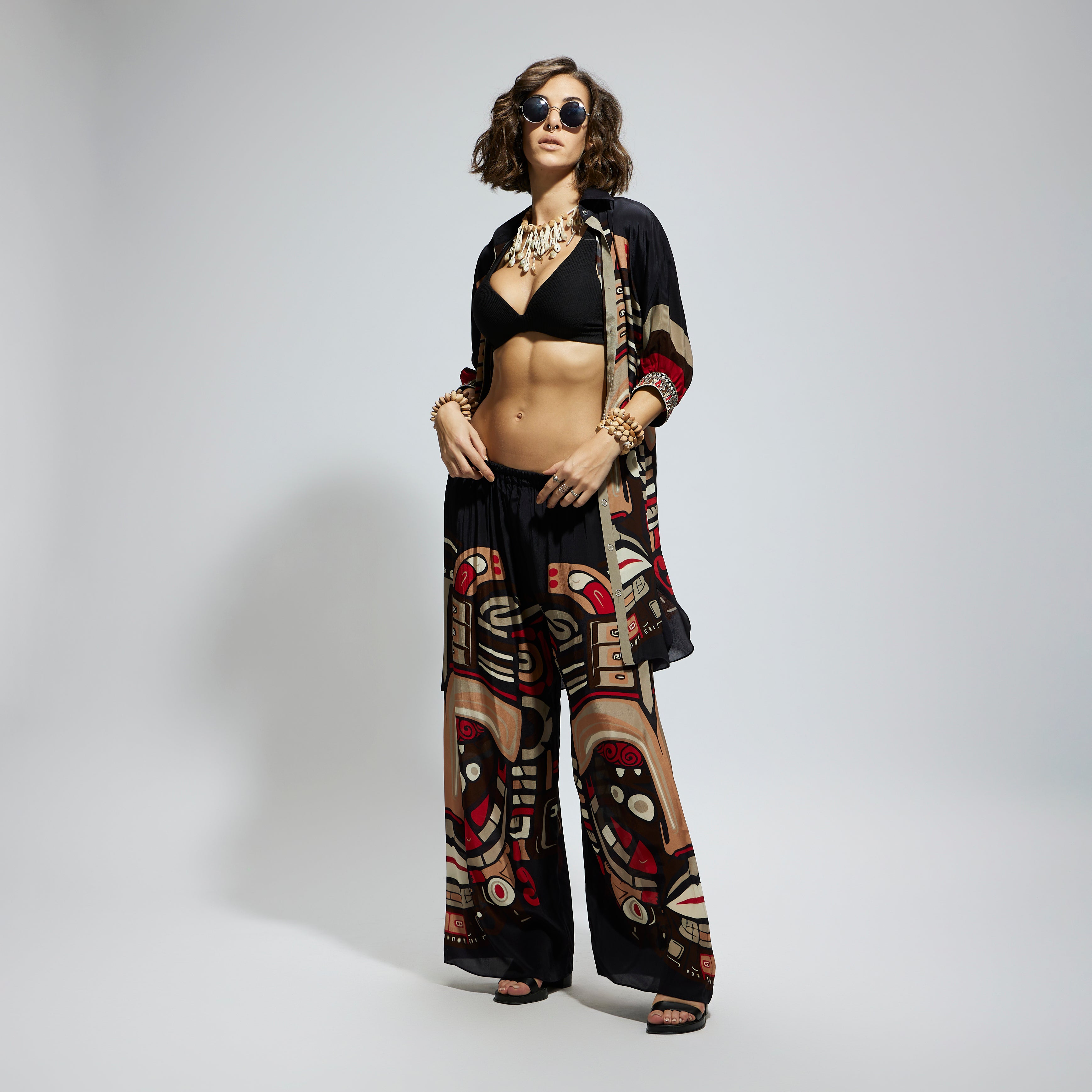 BLUE MASK PRINT OVERSIZED COORD SET
