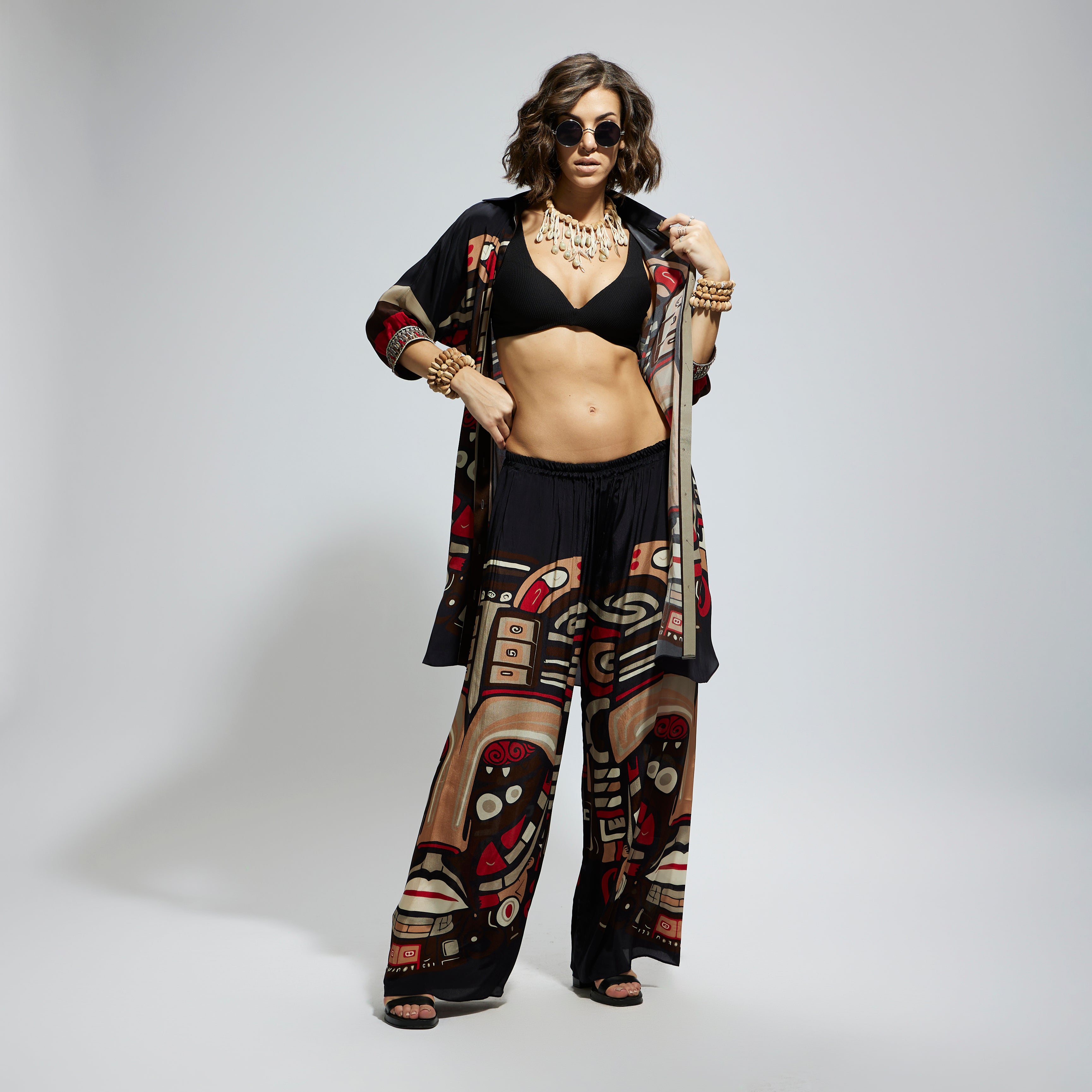 BLUE MASK PRINT OVERSIZED COORD SET