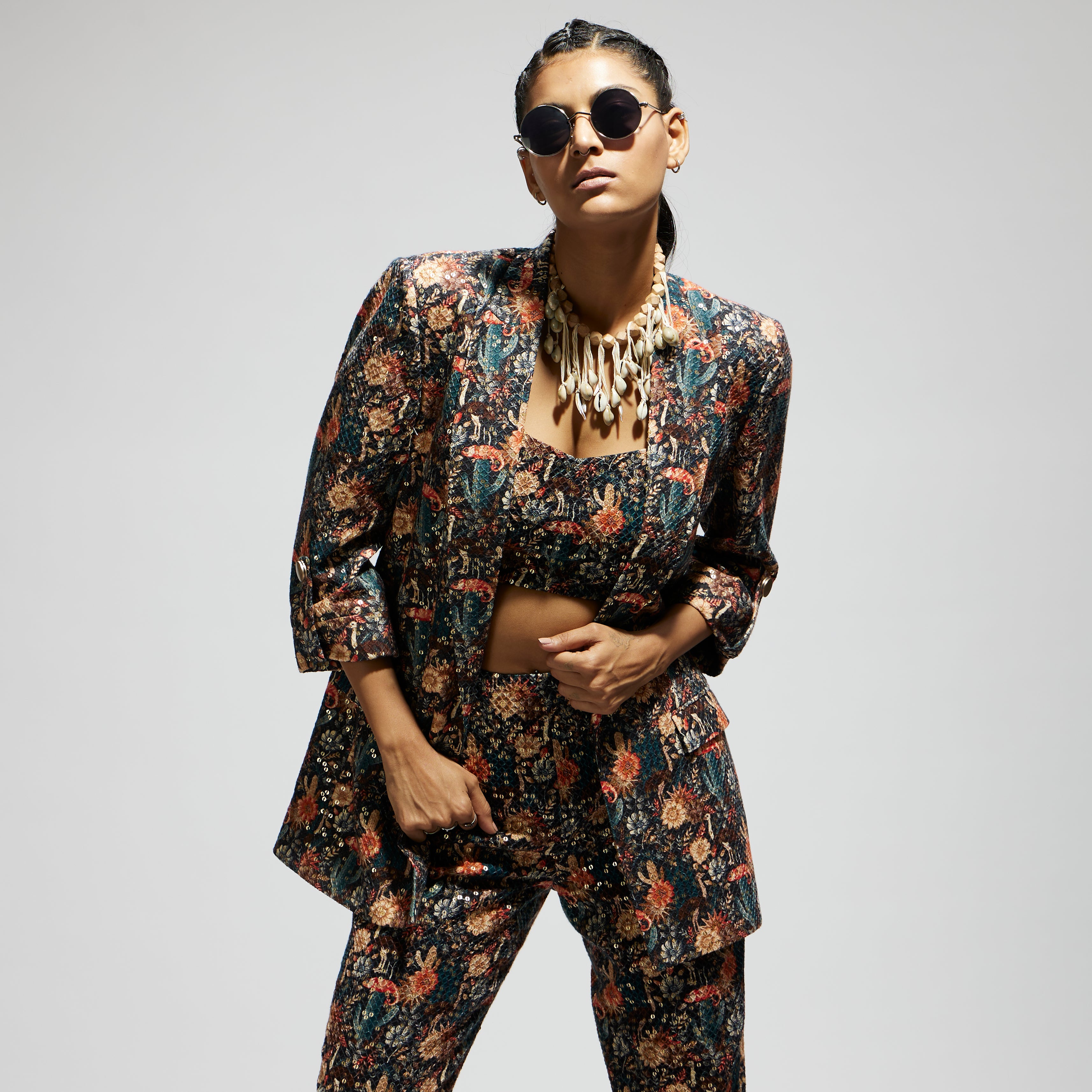 BLACK JAAL EMBELLISHED BLAZER SET