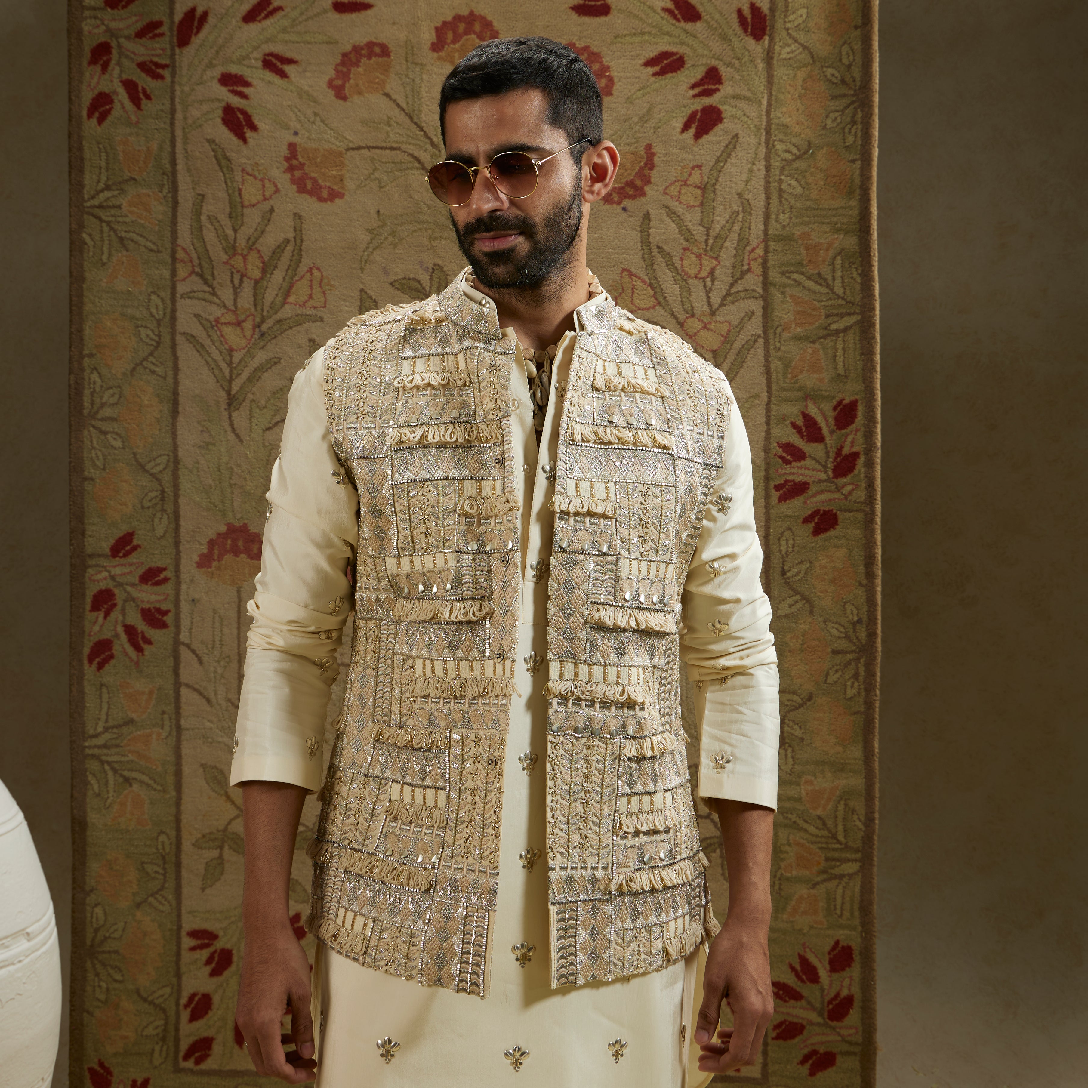 Magnolia Cream Embellished Bundi