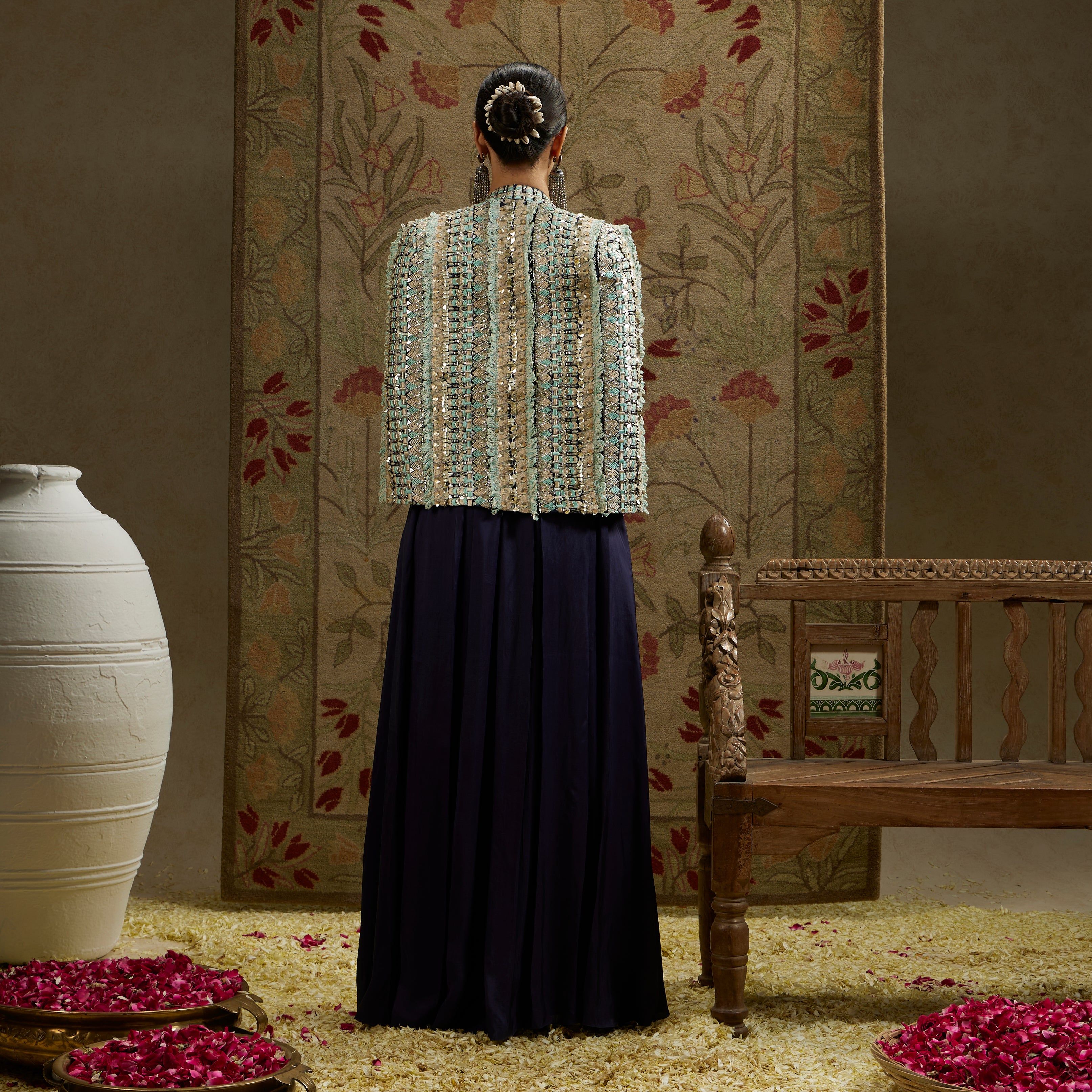 Embellished Jacket with Midnight Blue Jumpsuit