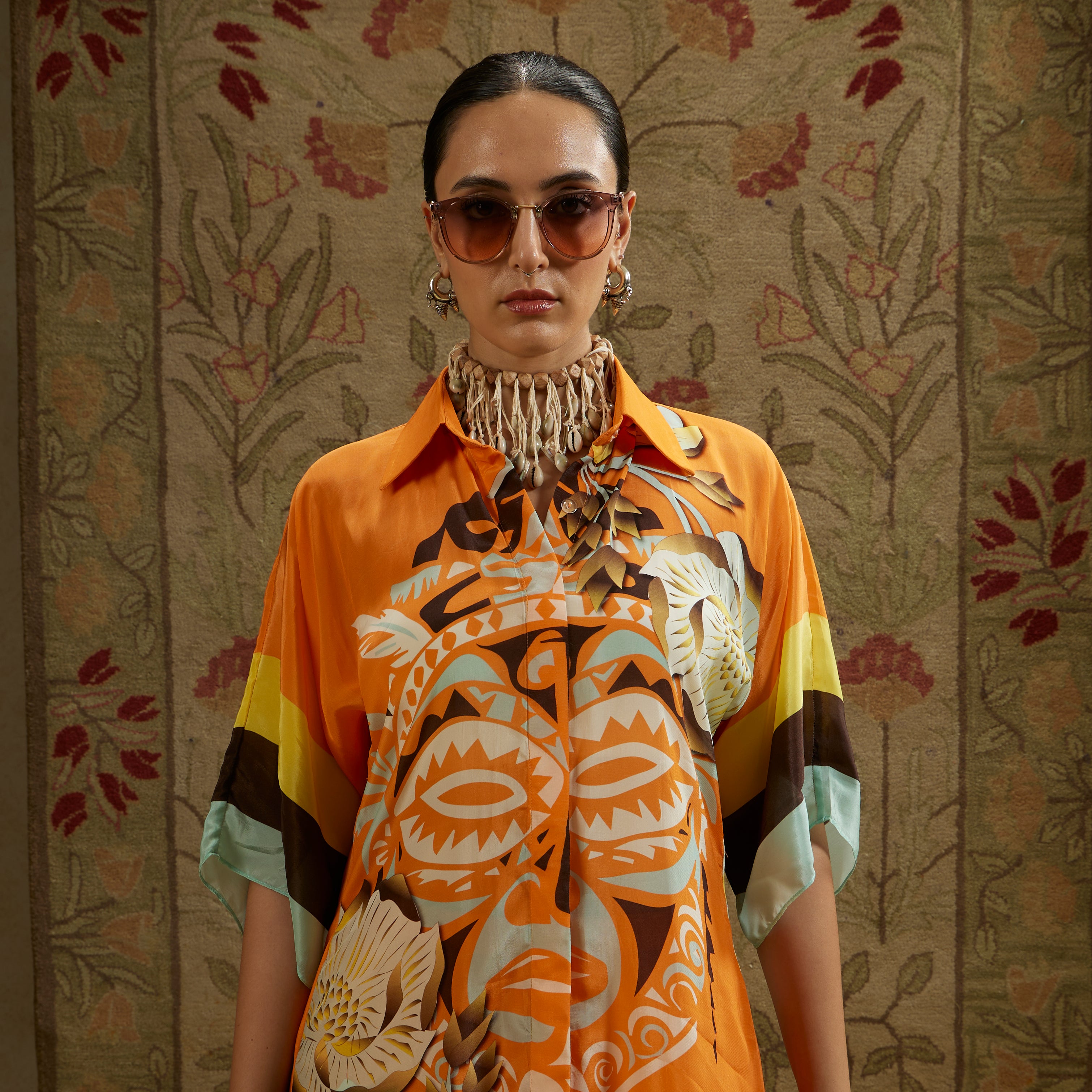 Orange Mask Print Coord Set