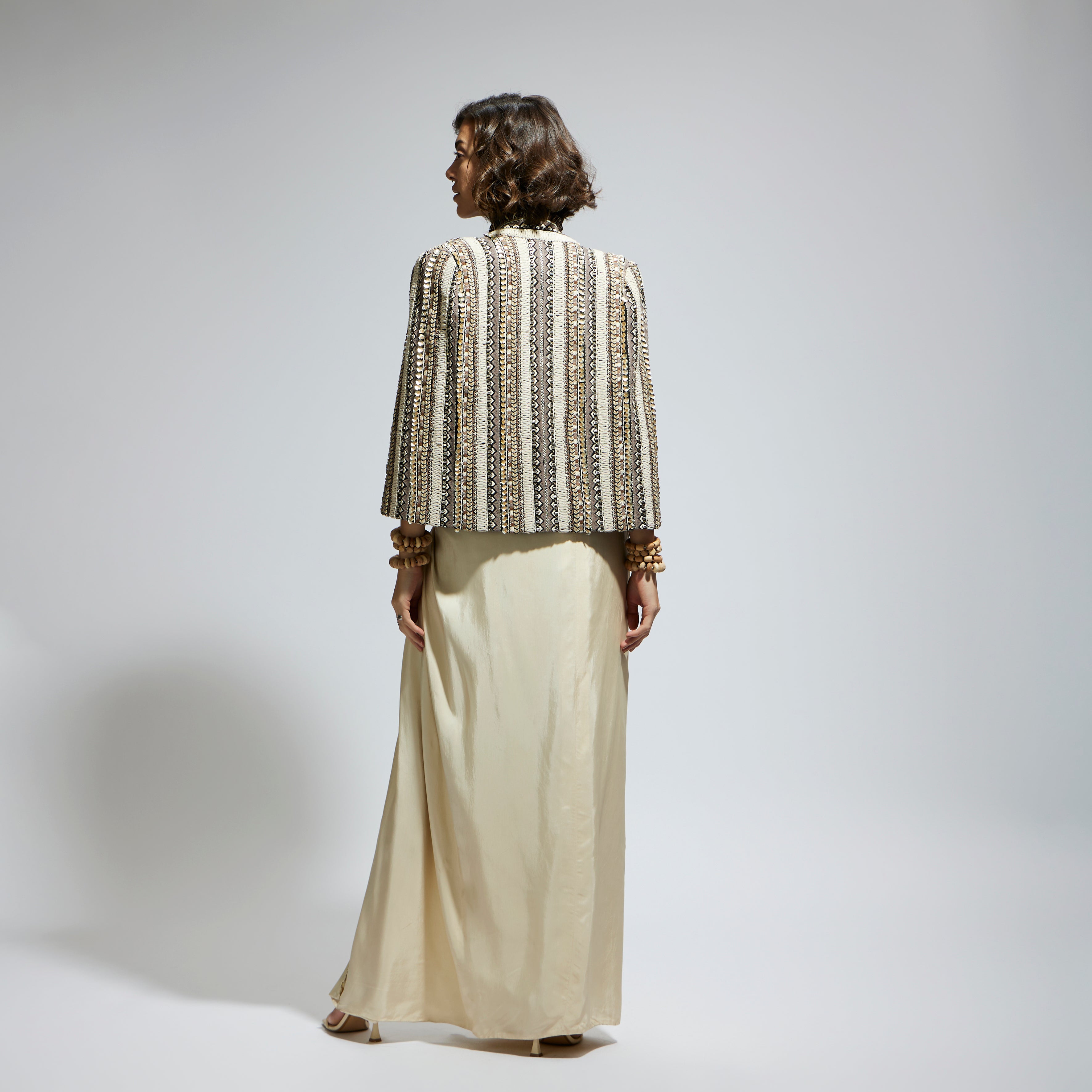 EMBELLISHED AND TEXTURED CAPE JACKET
