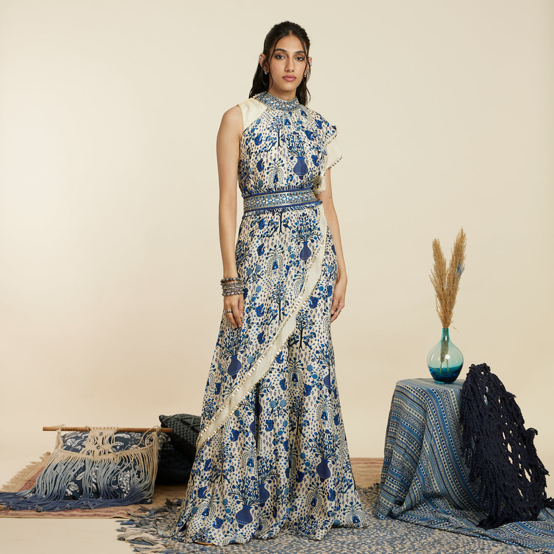 BLUE SHARARA SET