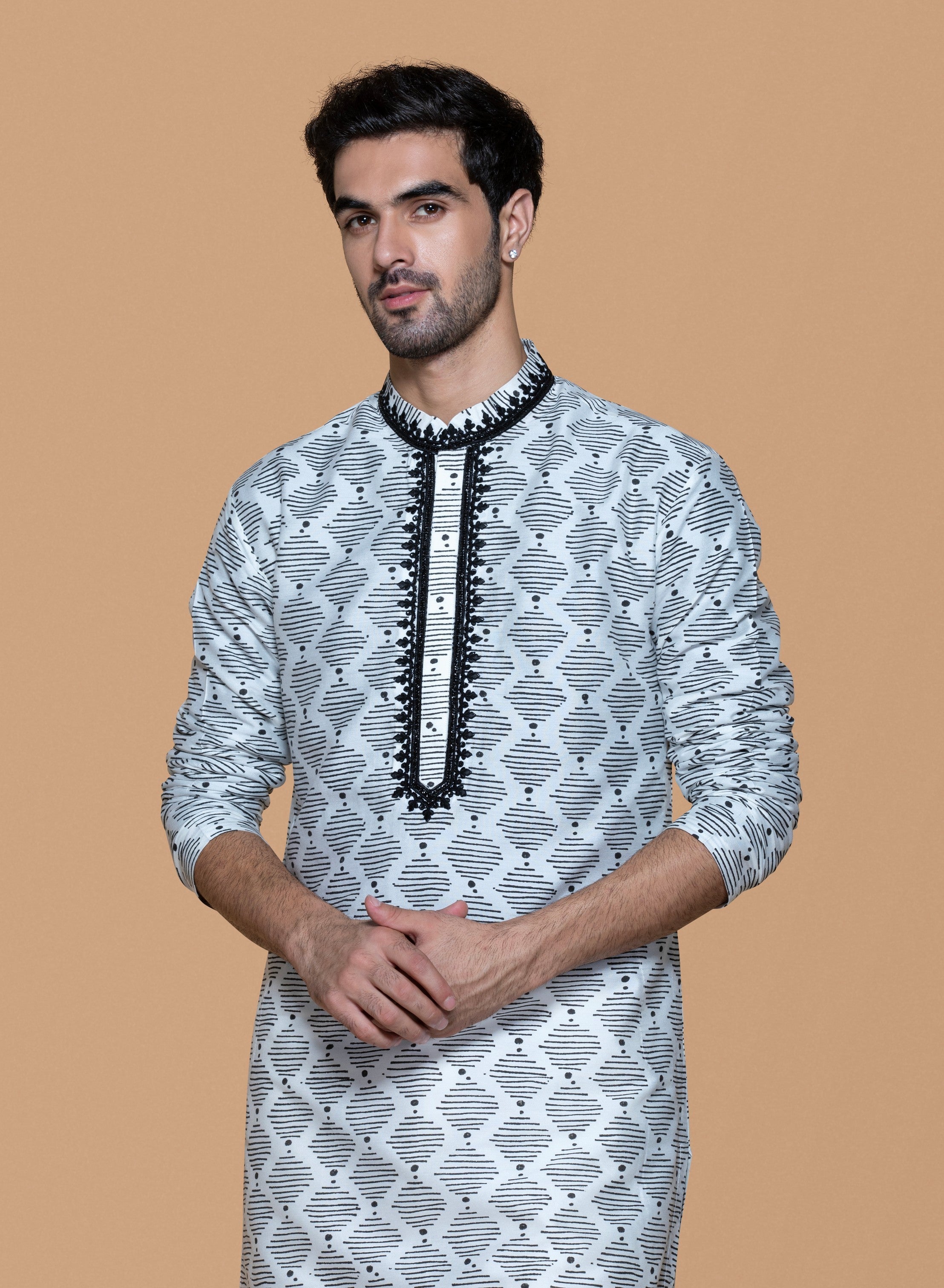 Ivory Hand Block Printed Kurta Set