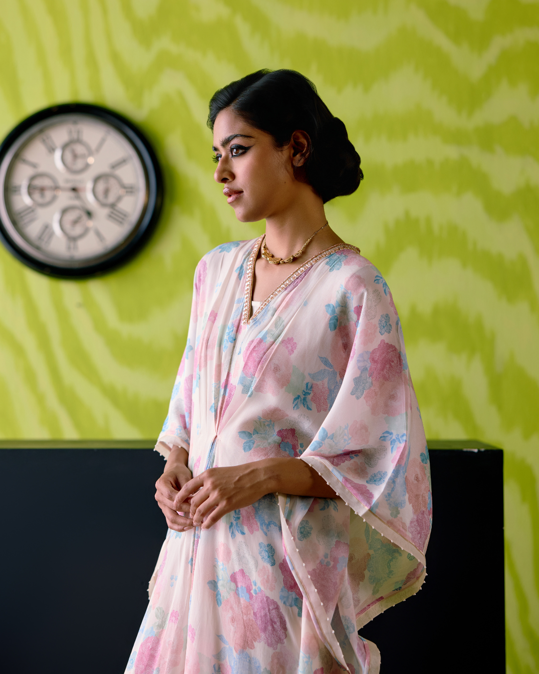 Ivory Floral Printed Kaftan