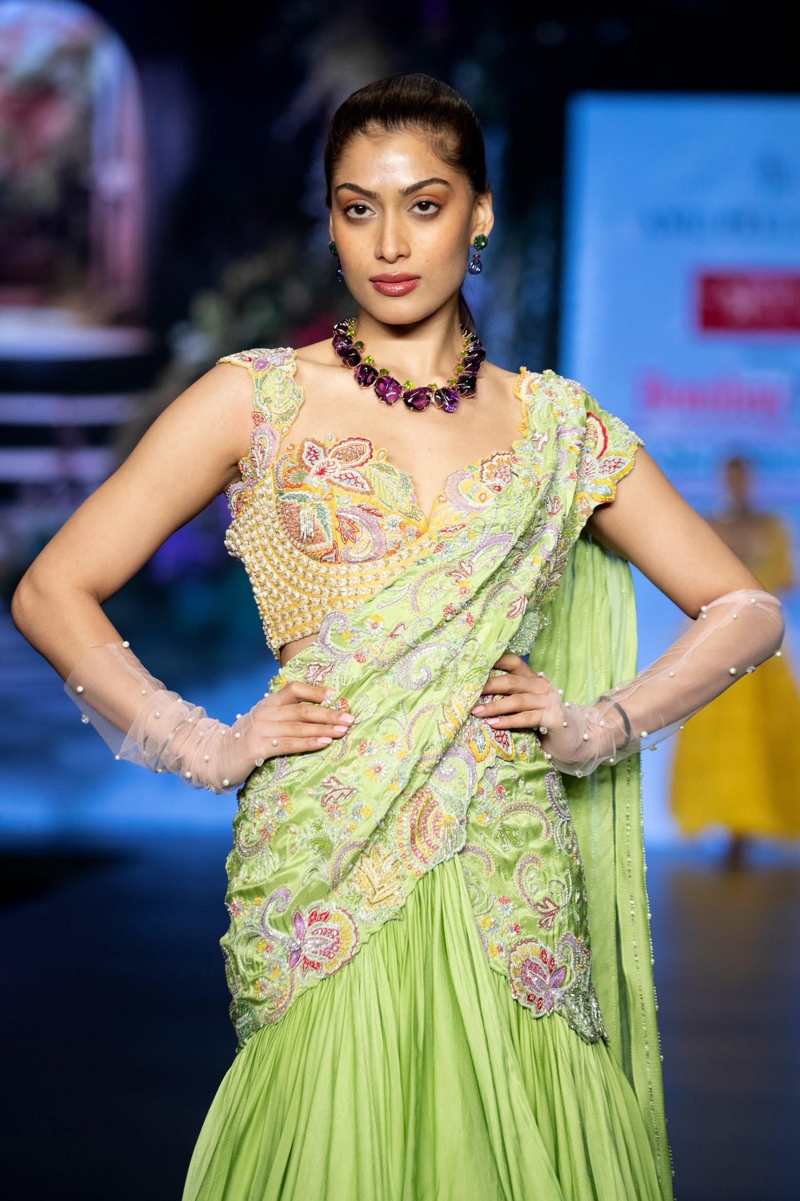 Kuha Pre-draped saree set