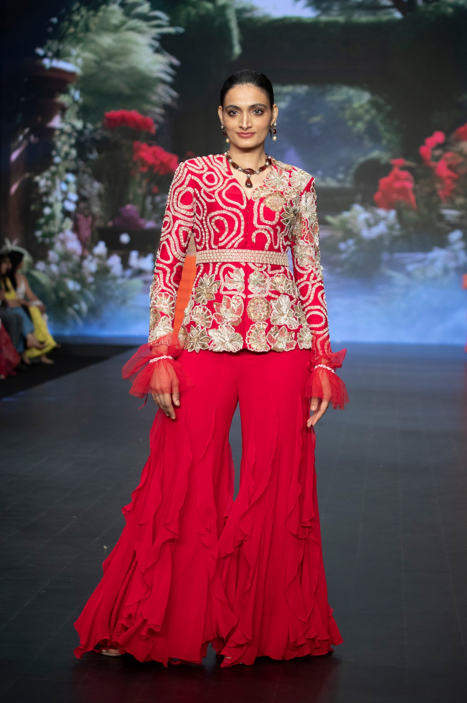 Mira ruffled jacket set