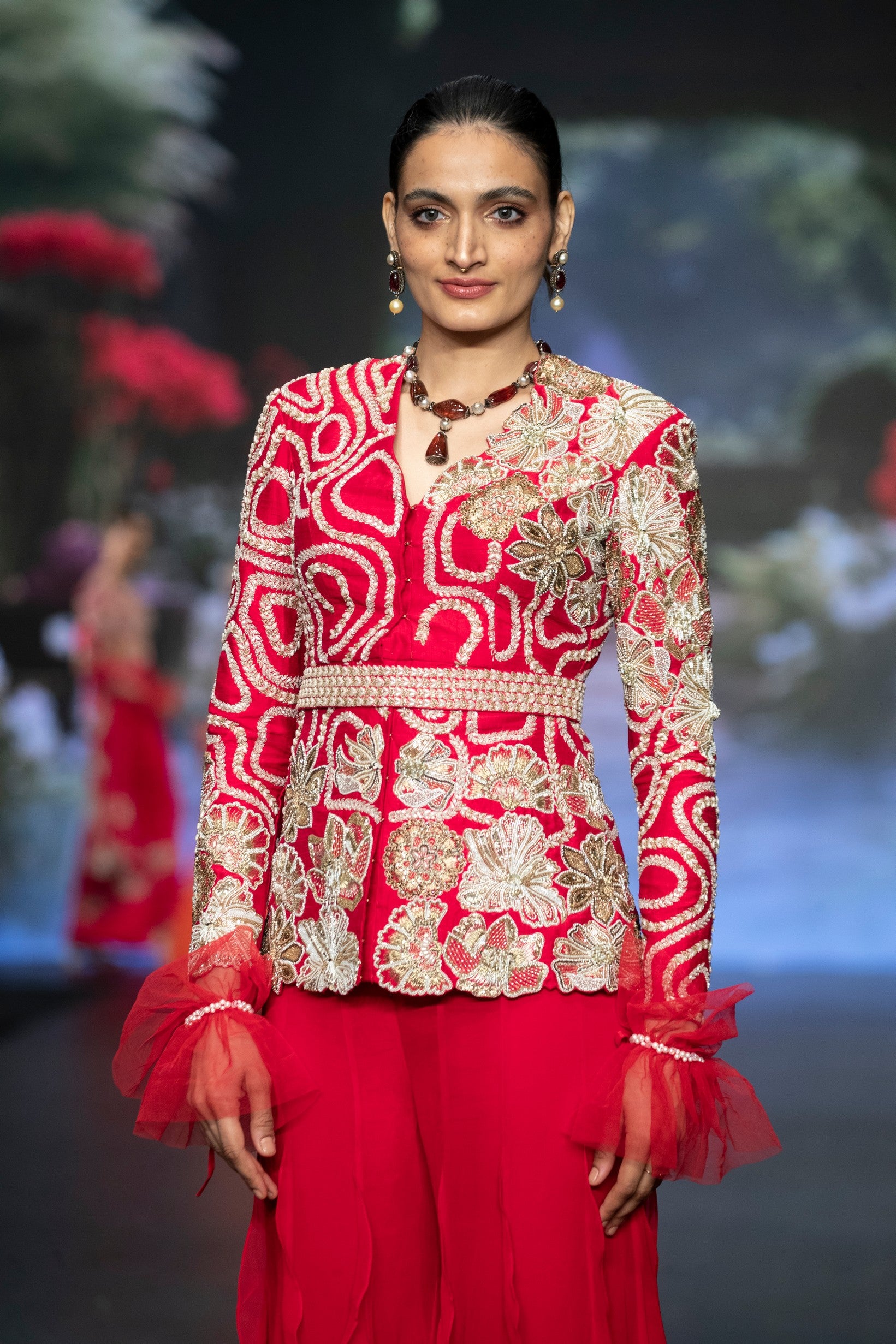 Mira ruffled jacket set