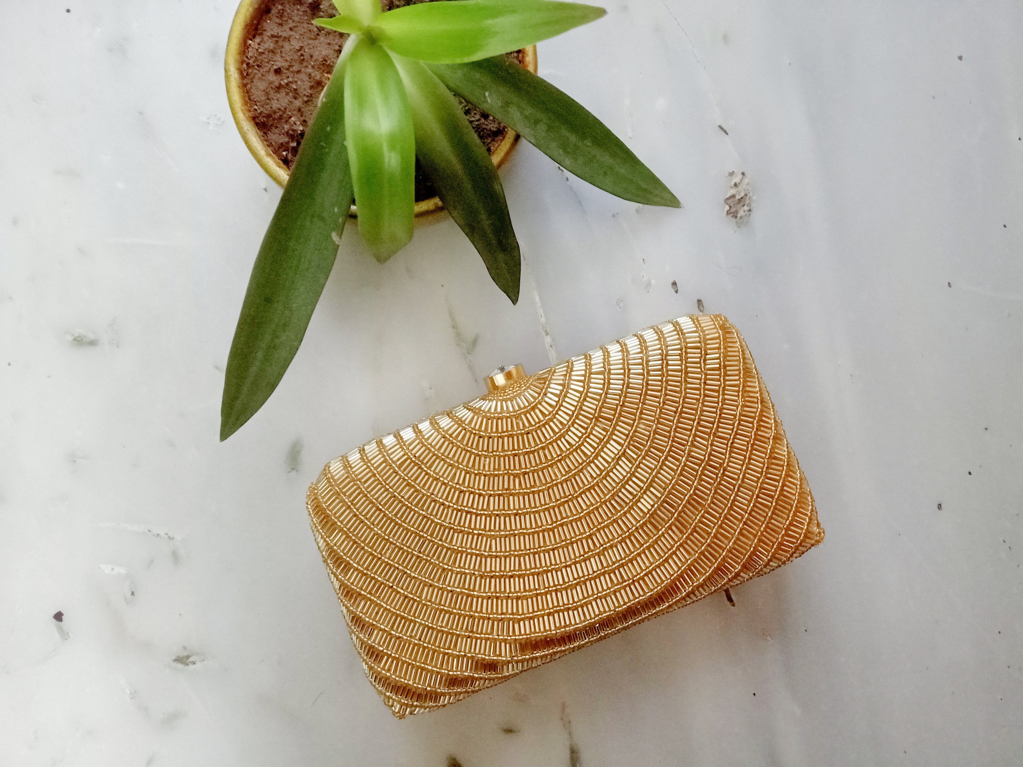 Gold Cleopatra Handembroidered Clutch