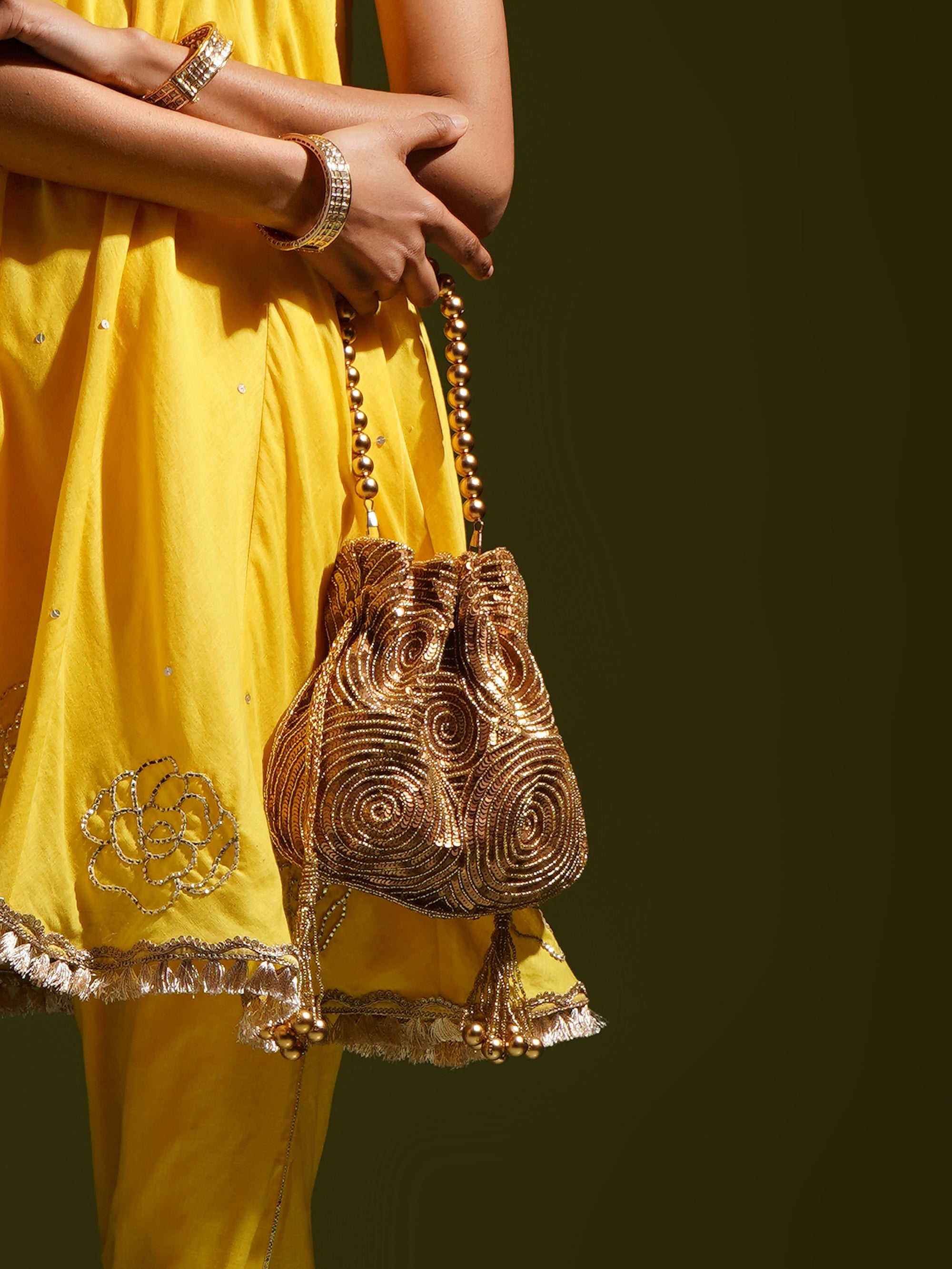 Encircle sequins Handembroidered Potli