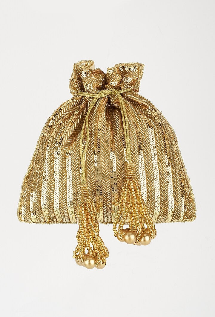 Gold sequins Handembroidered Potli