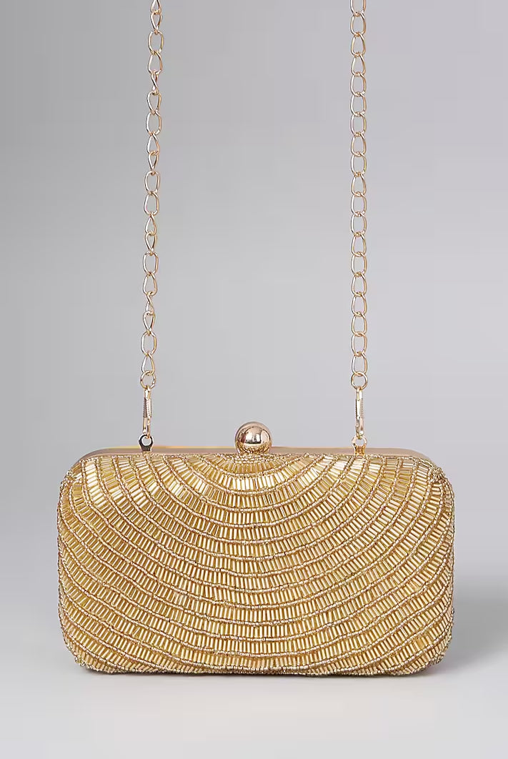 Gold Beaded Handembroidered Clutch