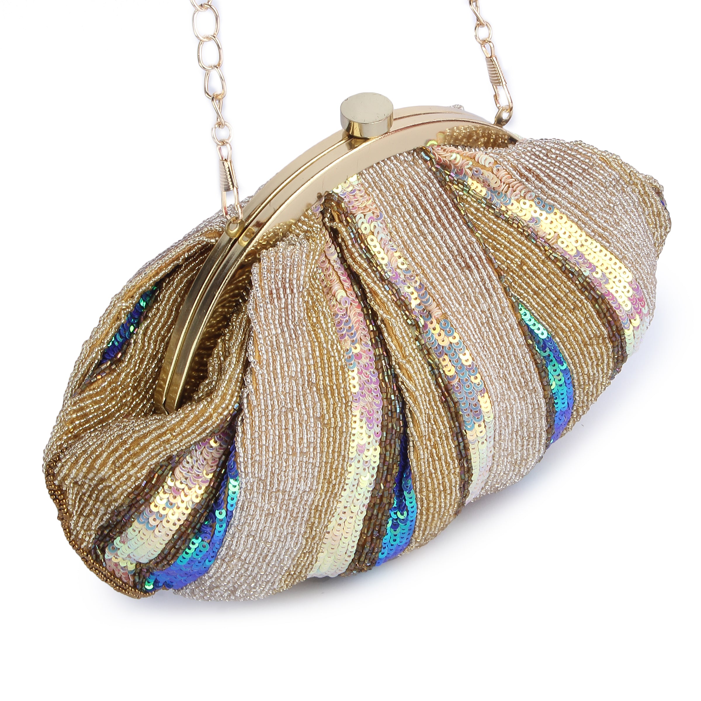 Multicolored beaded Handembroidered Pouch