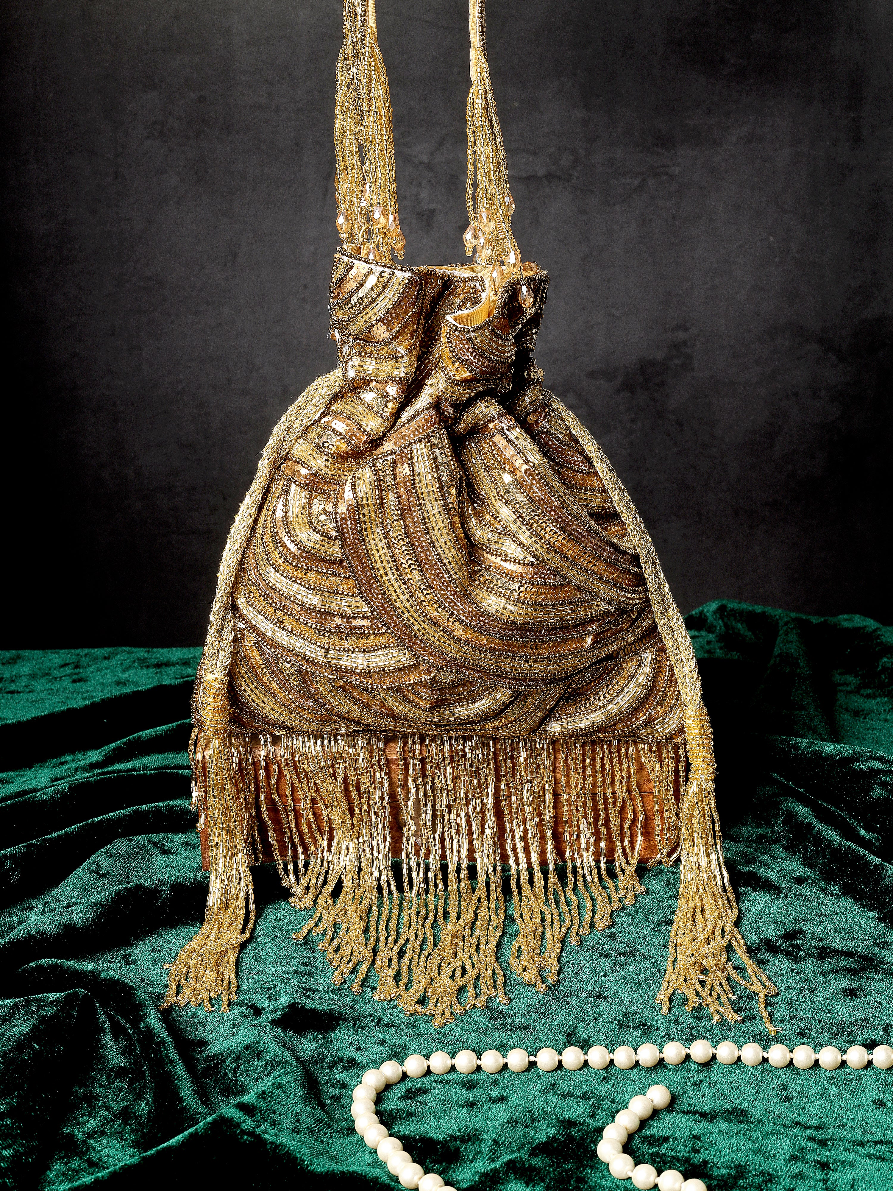 Glittering Tassels Handembroidered Potli