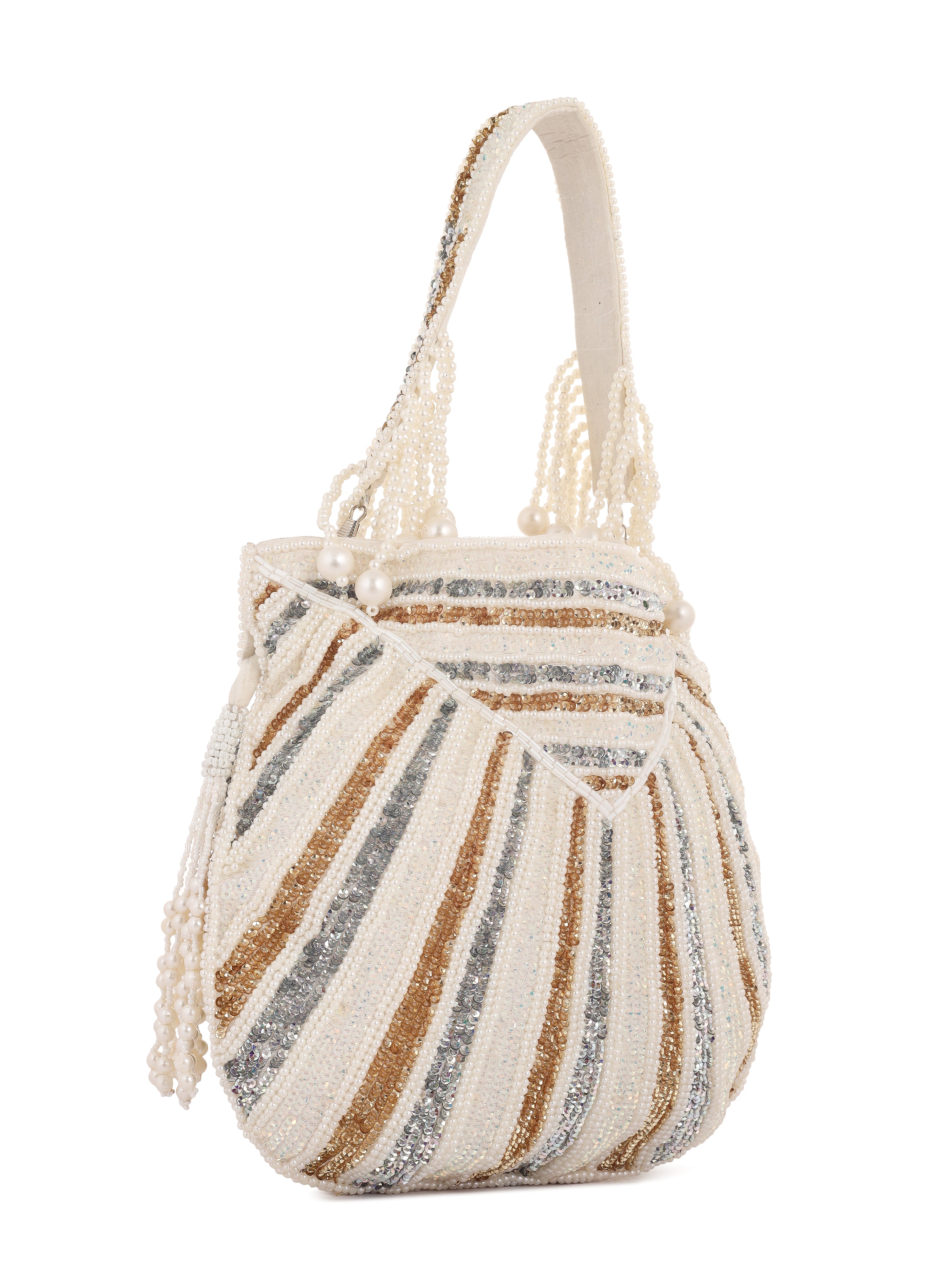 Ice Metal sequins Handembroidered Potli