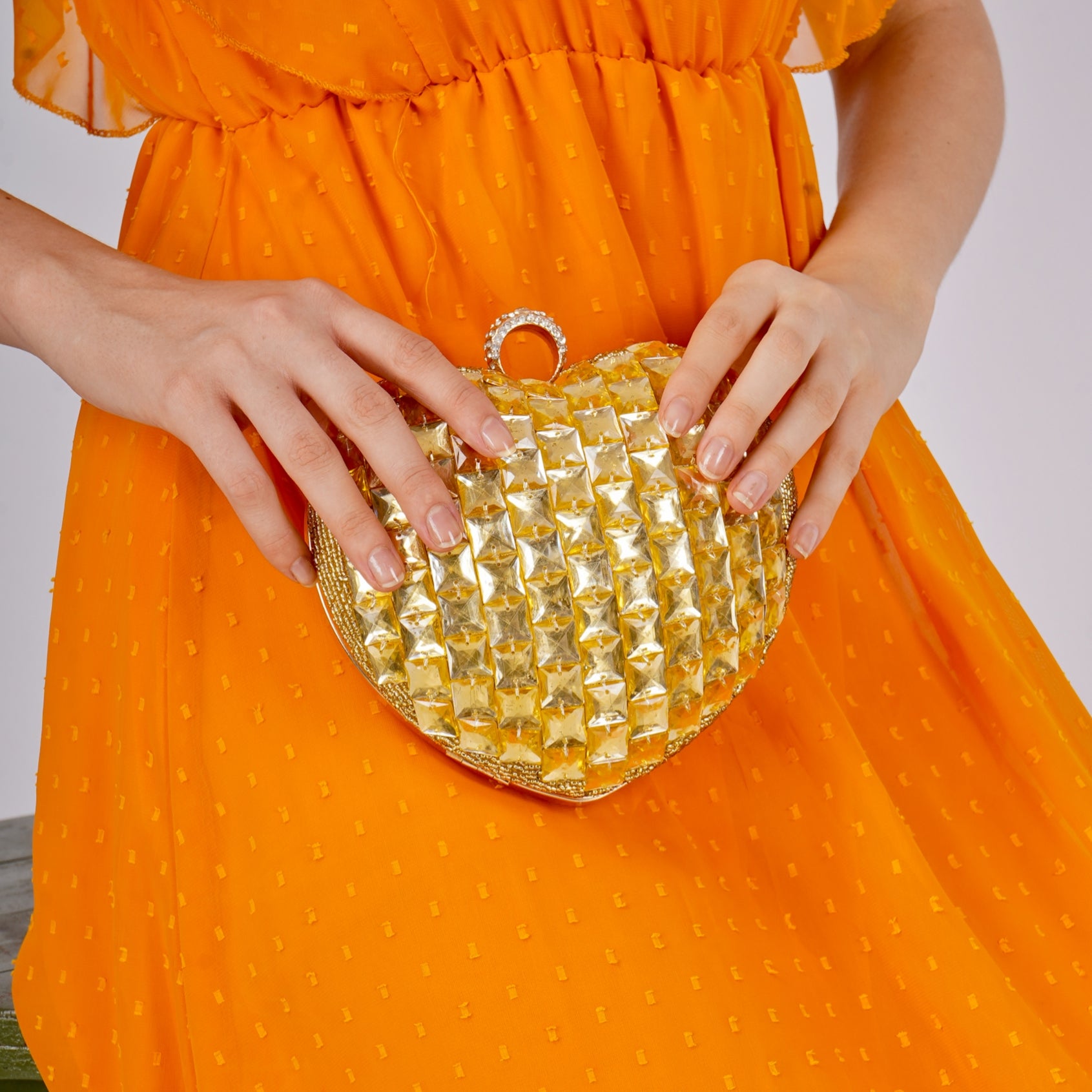 Cupid Citrine Heart Handembroidered Clutch