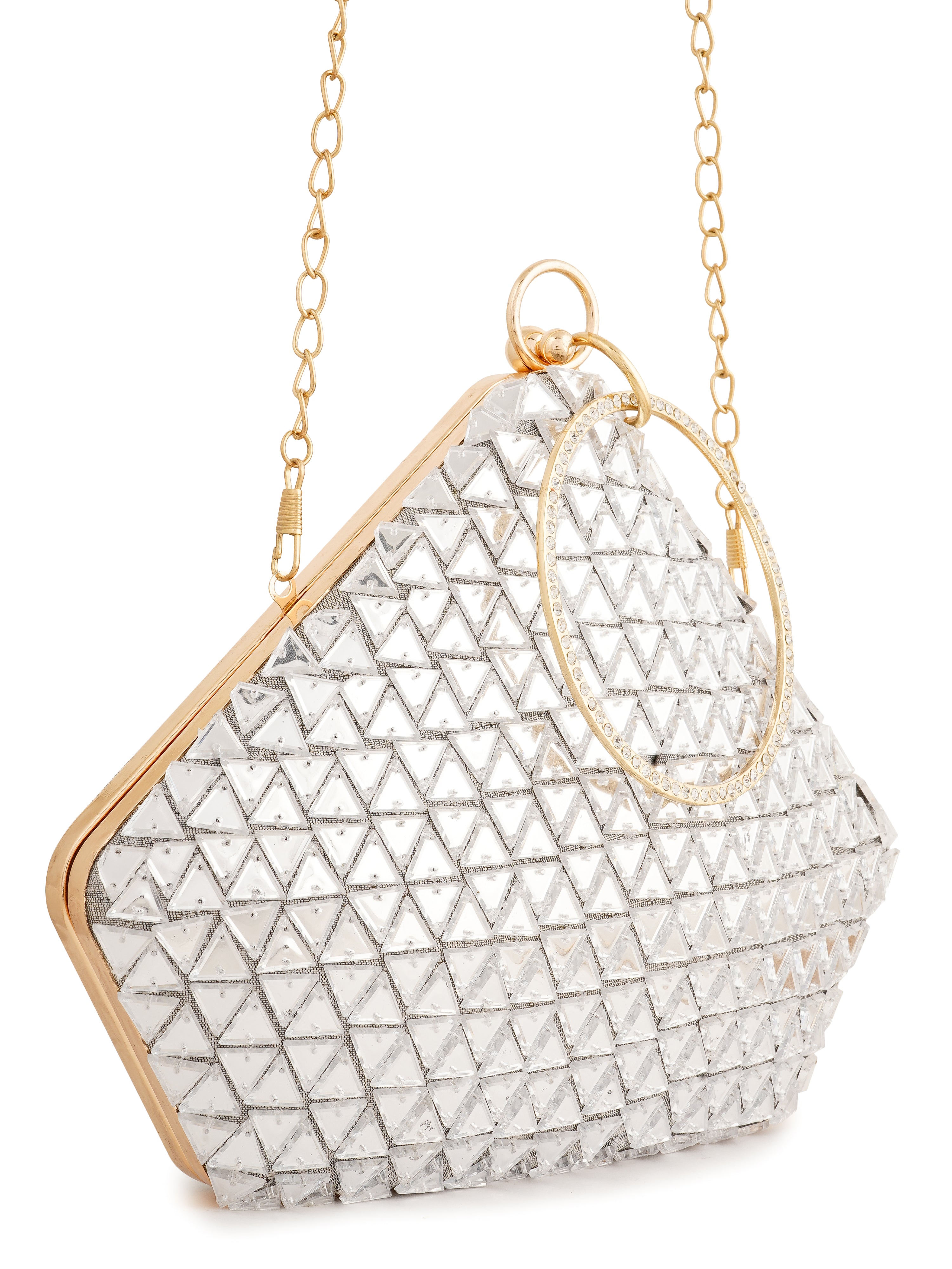 Dazzling Diamond Handembroidered Clutch