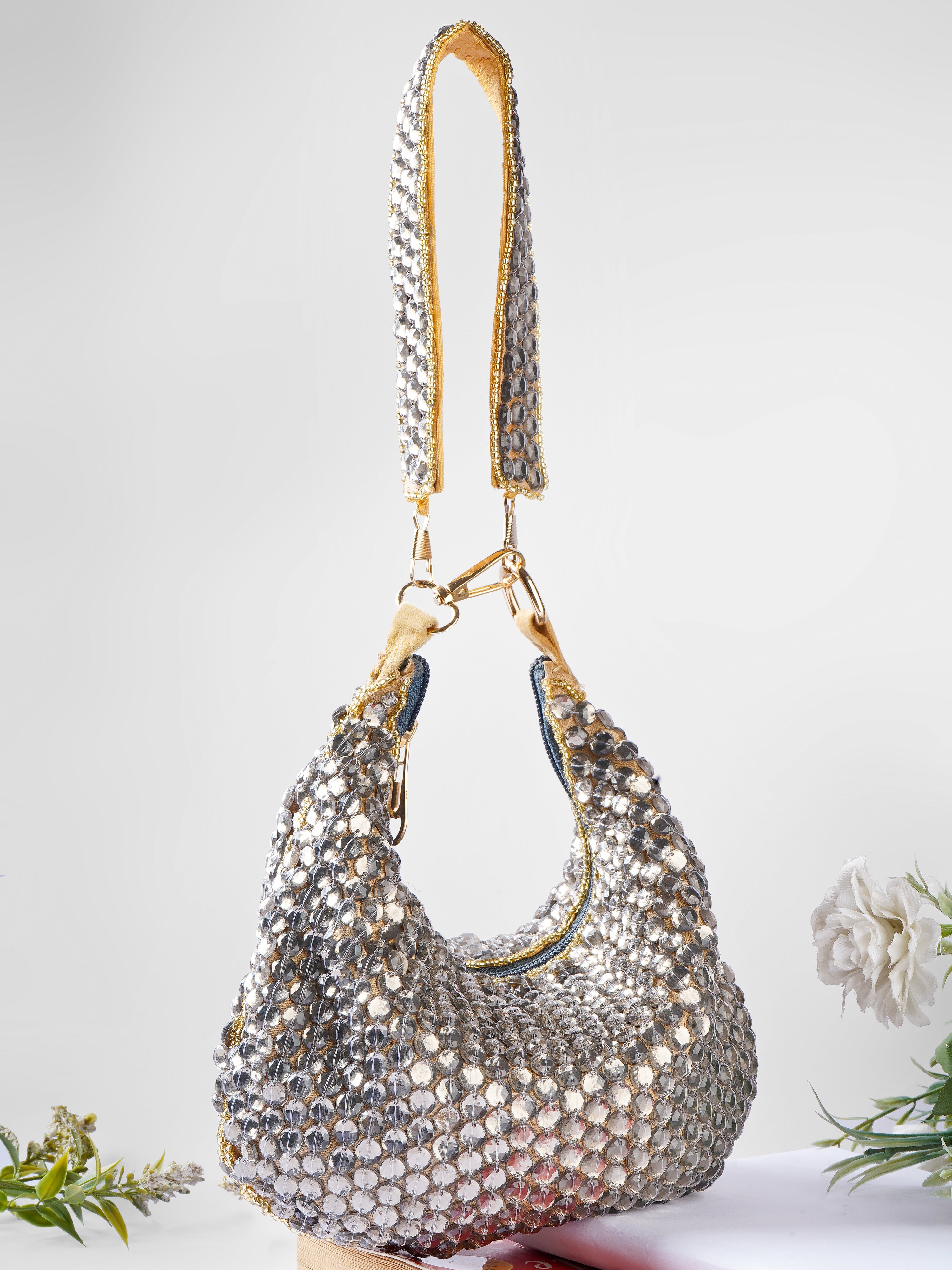 Smoky Quartz Handembroidered Purse