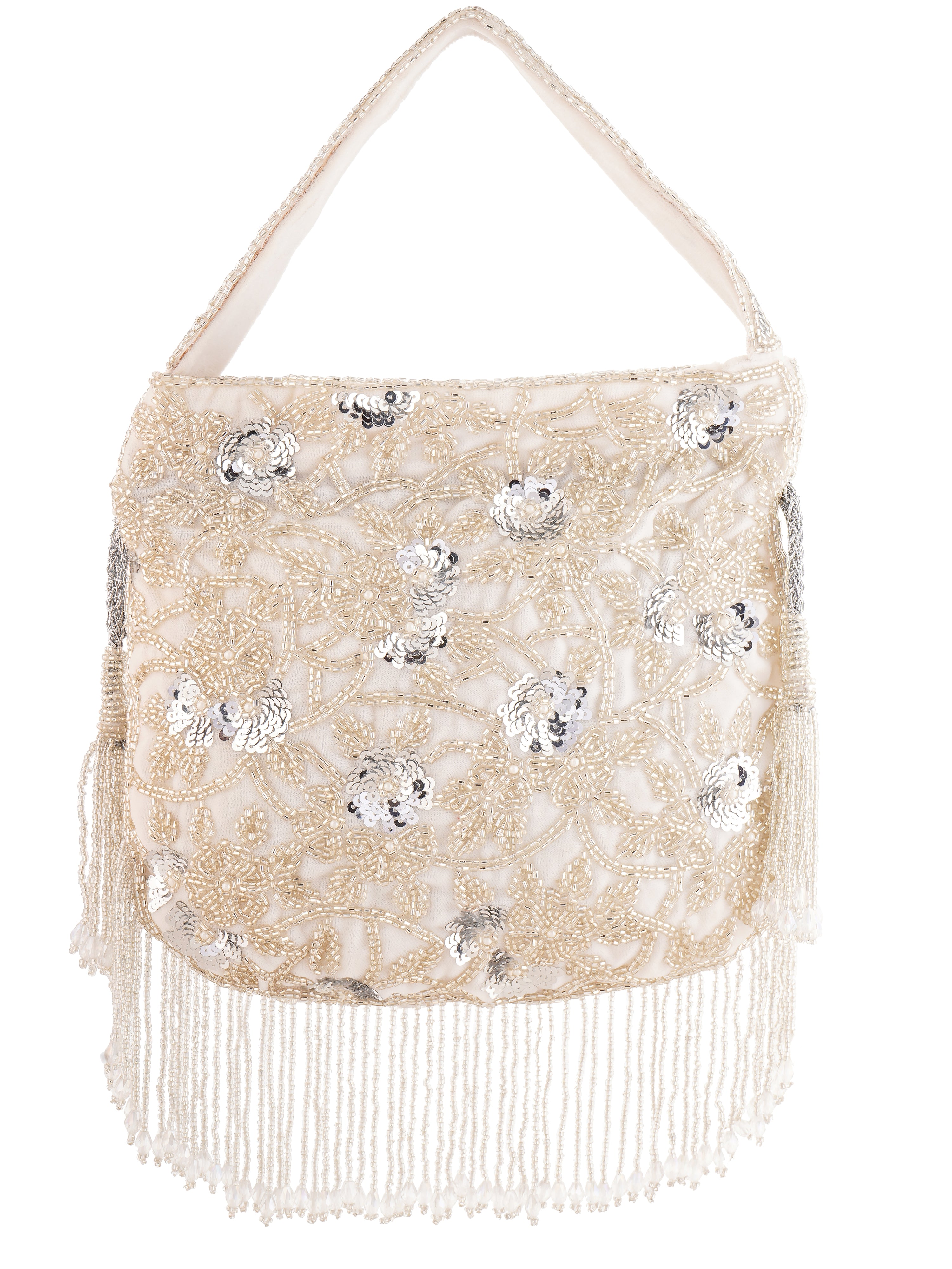 Silver Petal Handembroidered Potli