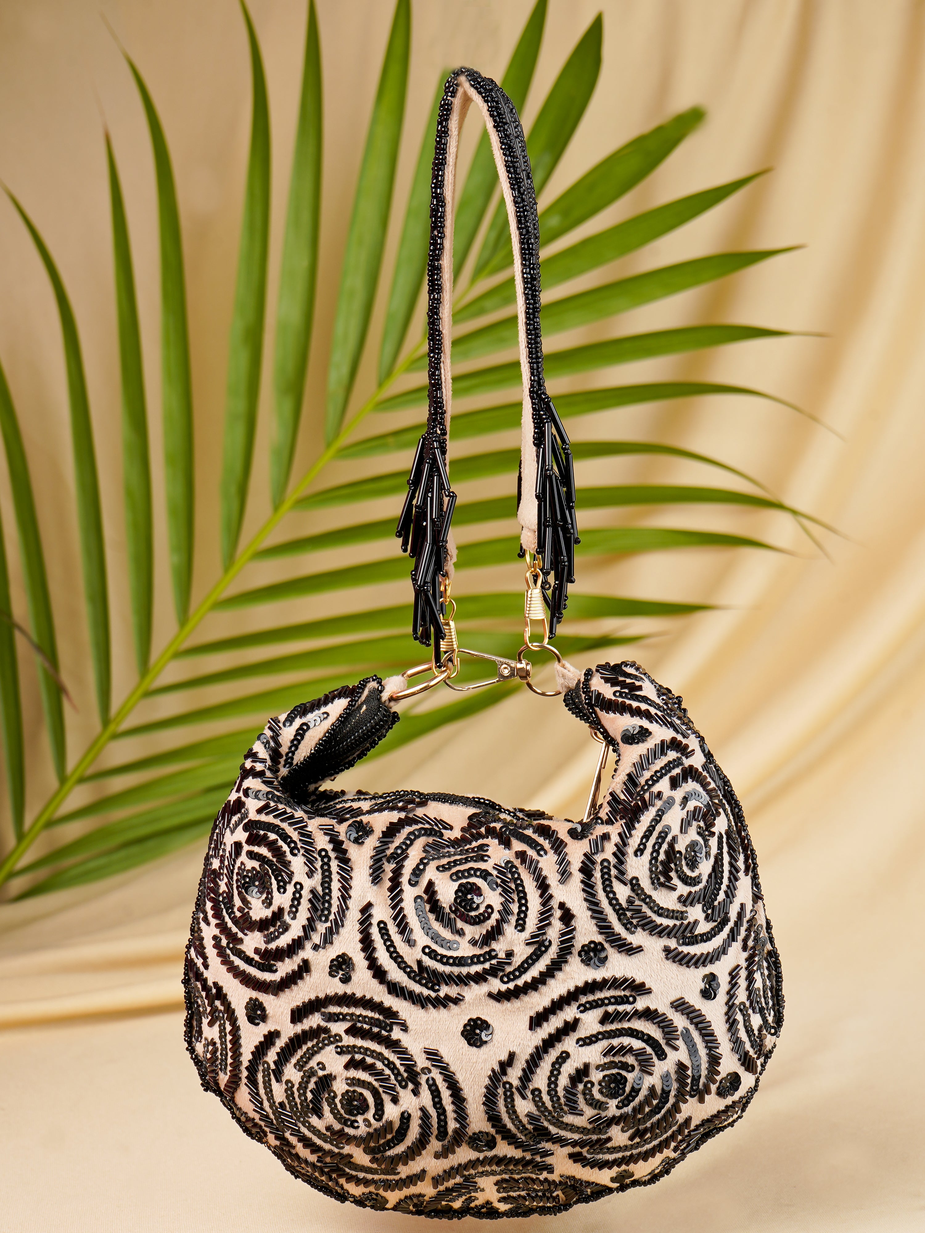 Midnight Bloom Handembroidered Purse