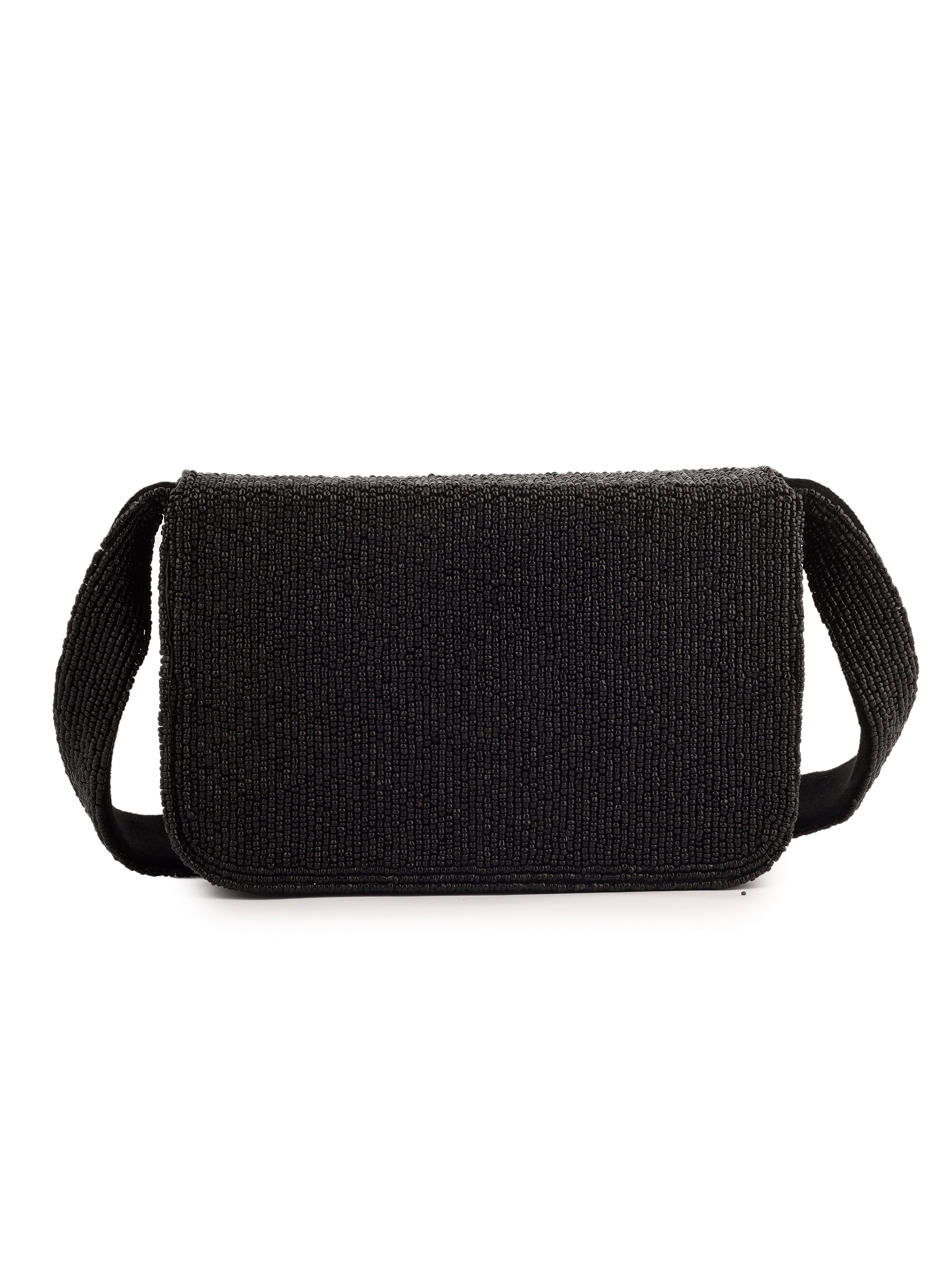 Black Rose Beaded Handembroidered Purse