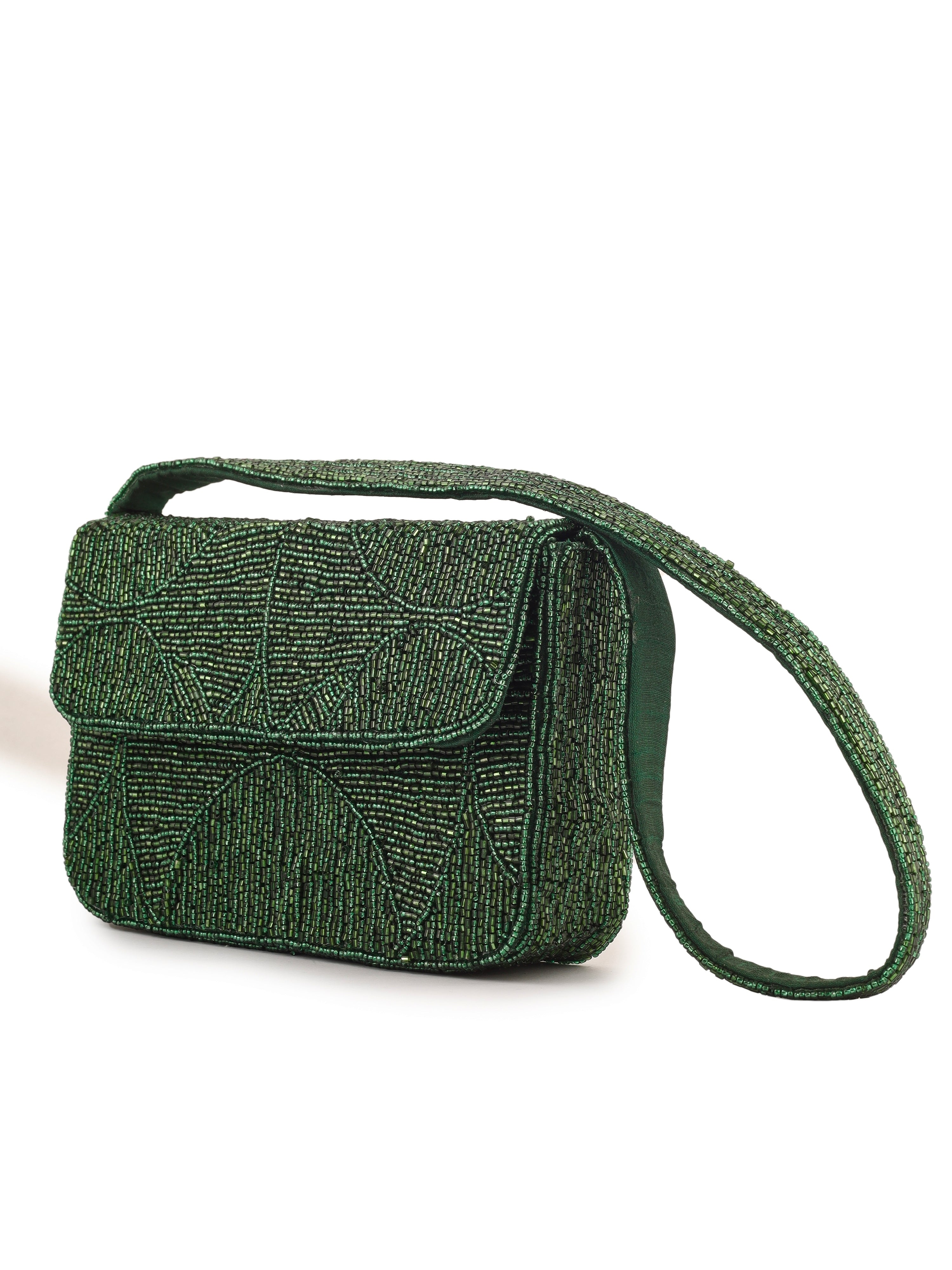 Evergreen Luxe Beaded Handembroidered Purse