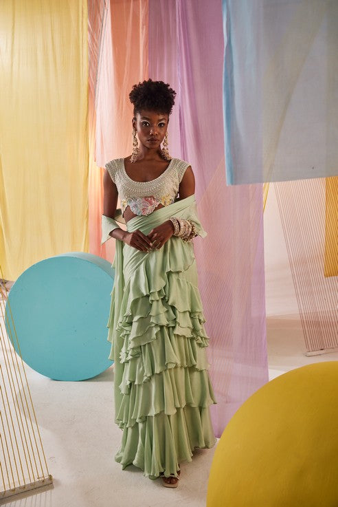 Léa Ruffled Saree set