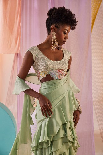 Léa Ruffled Saree set