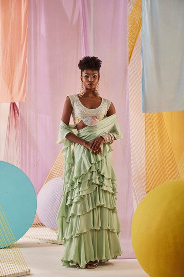 Léa Ruffled Saree set