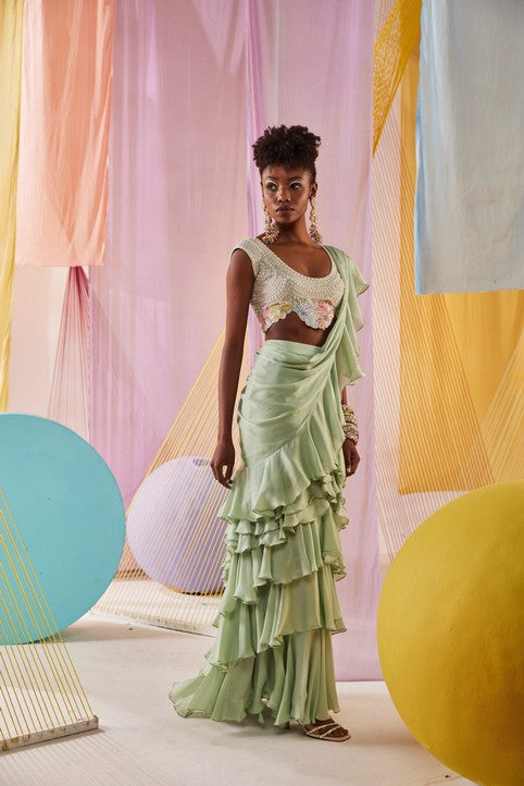 Léa Ruffled Saree set