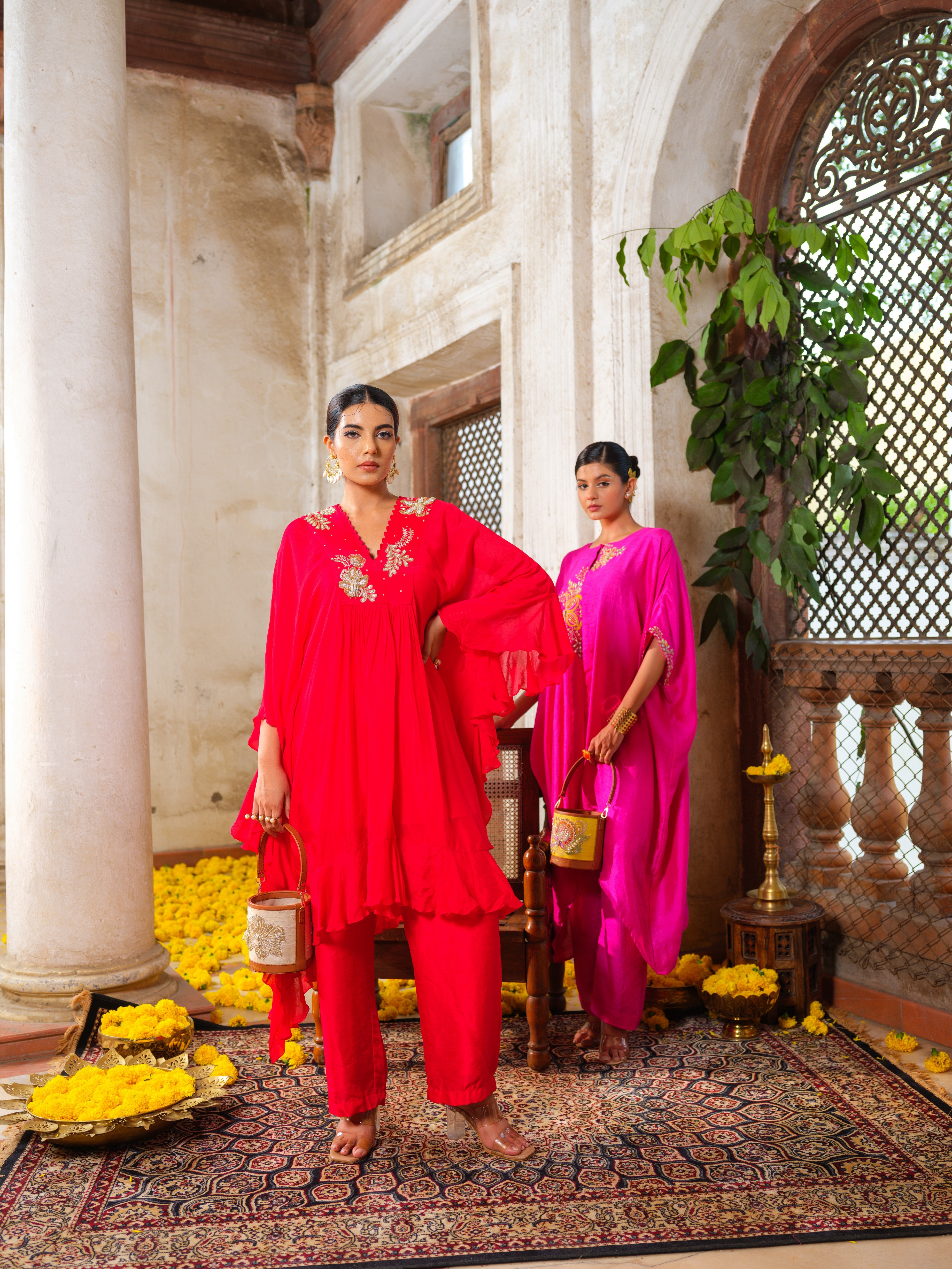 Gulaal kaftan kurtha set