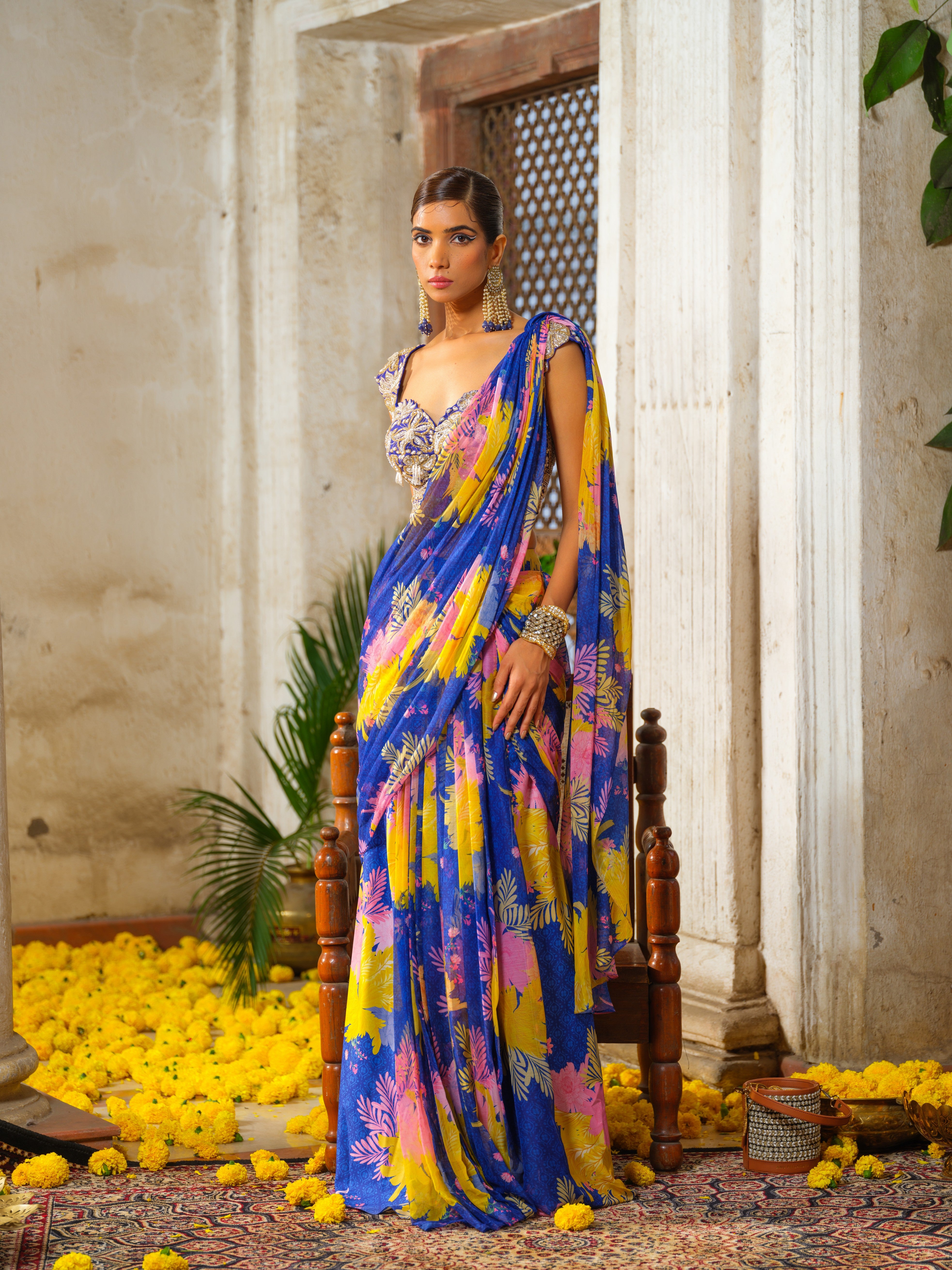 Neela classic draped saree set