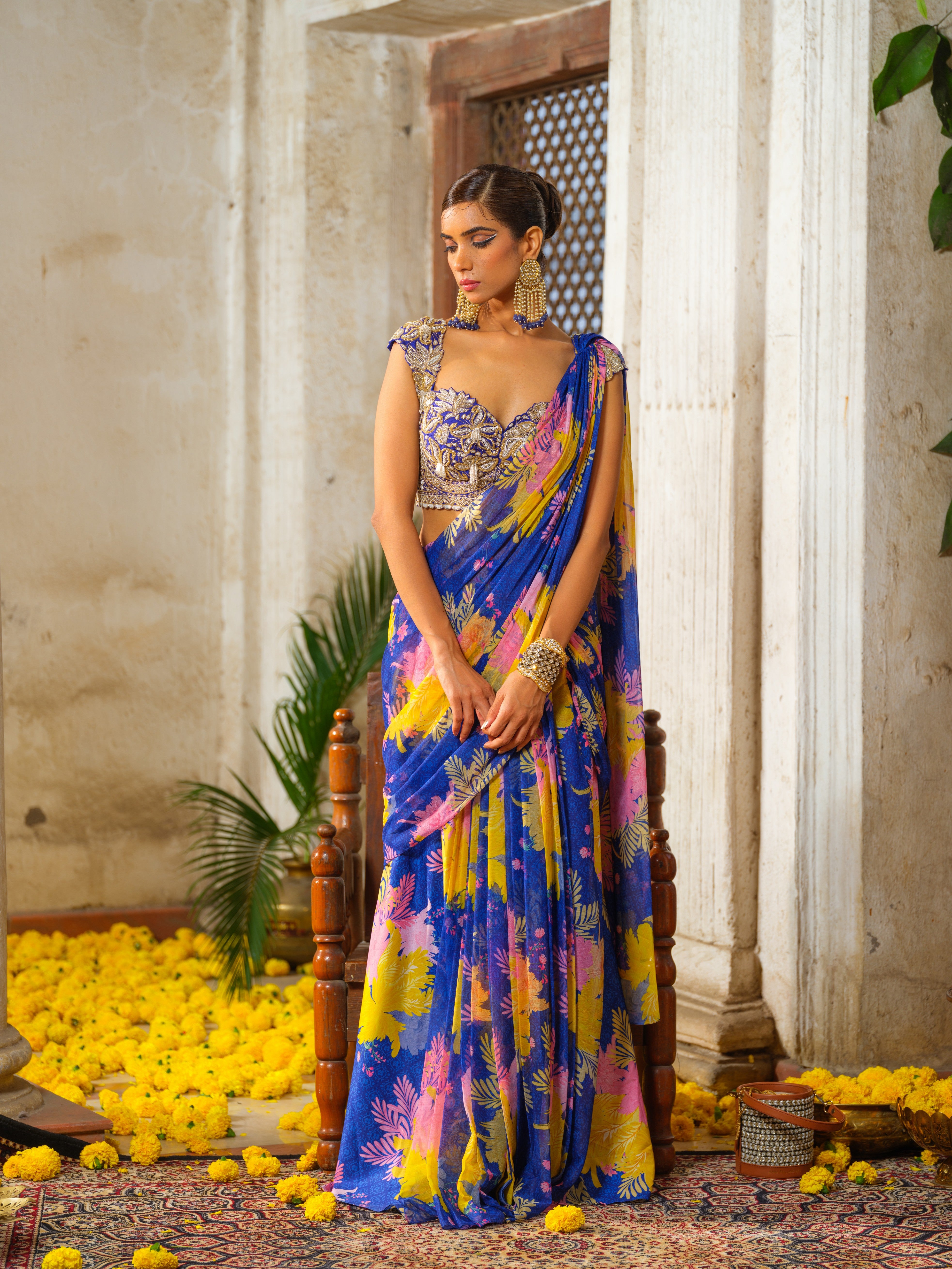 Neela classic draped saree set