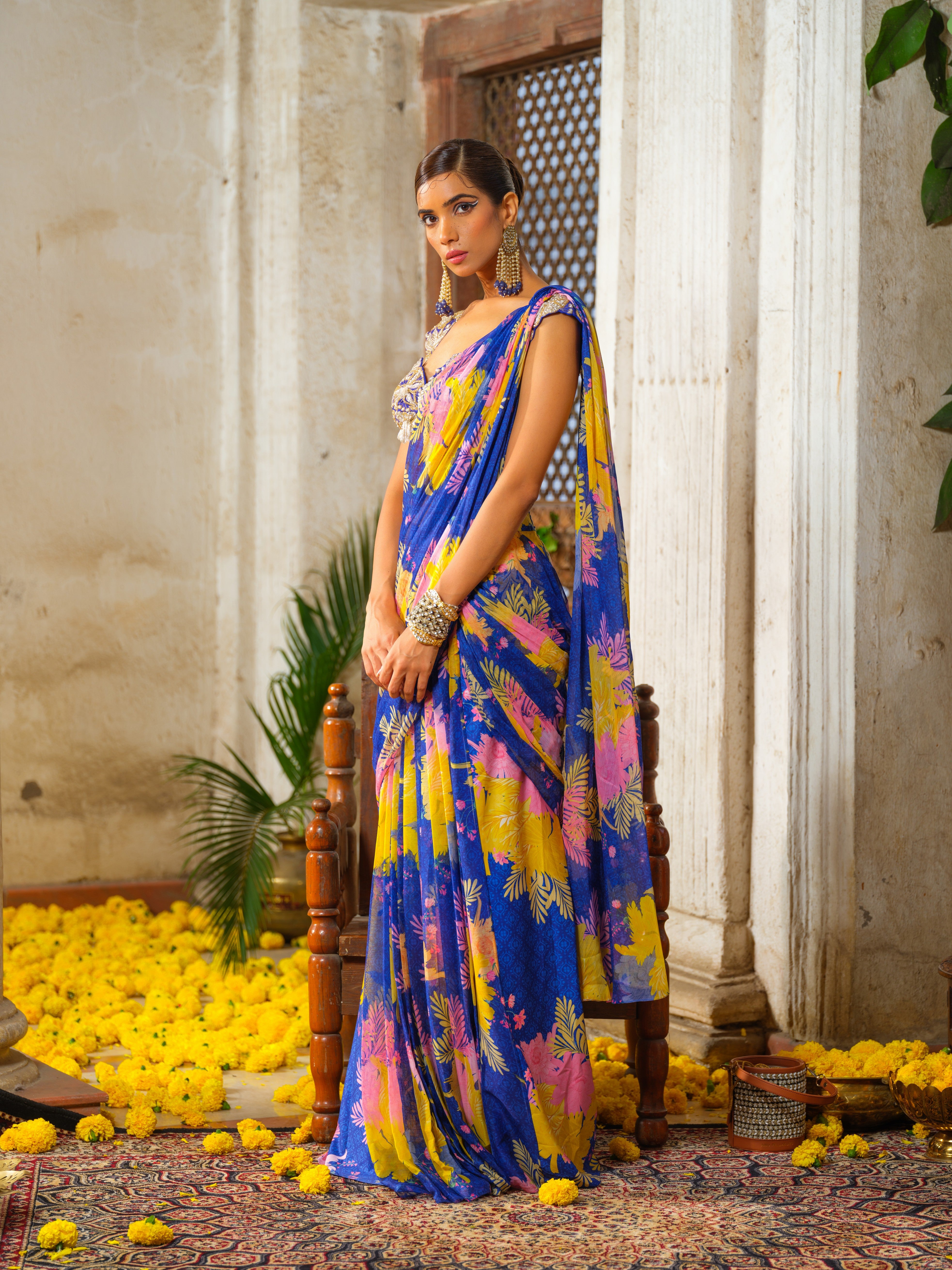 Neela classic draped saree set