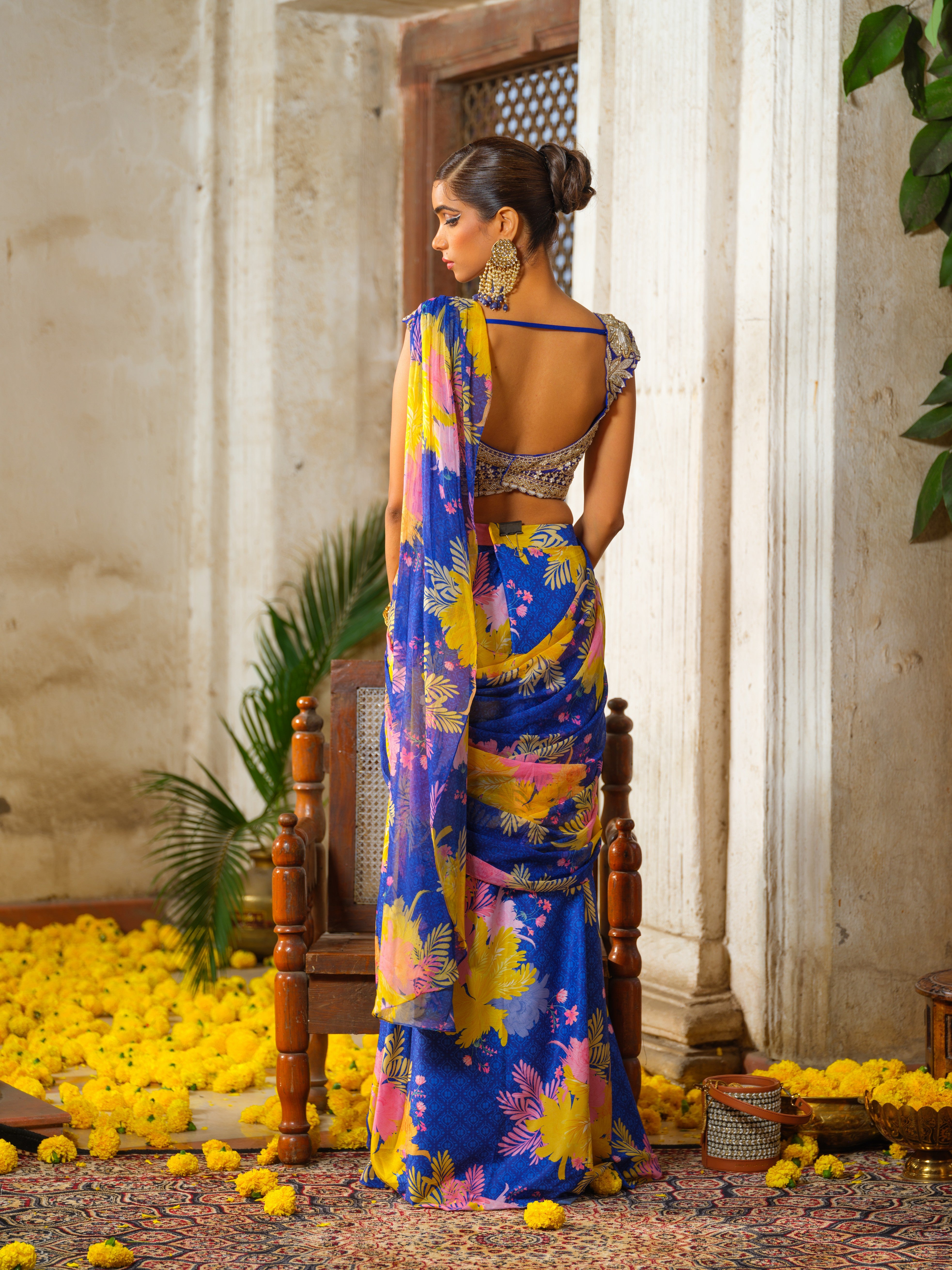 Neela classic draped saree set