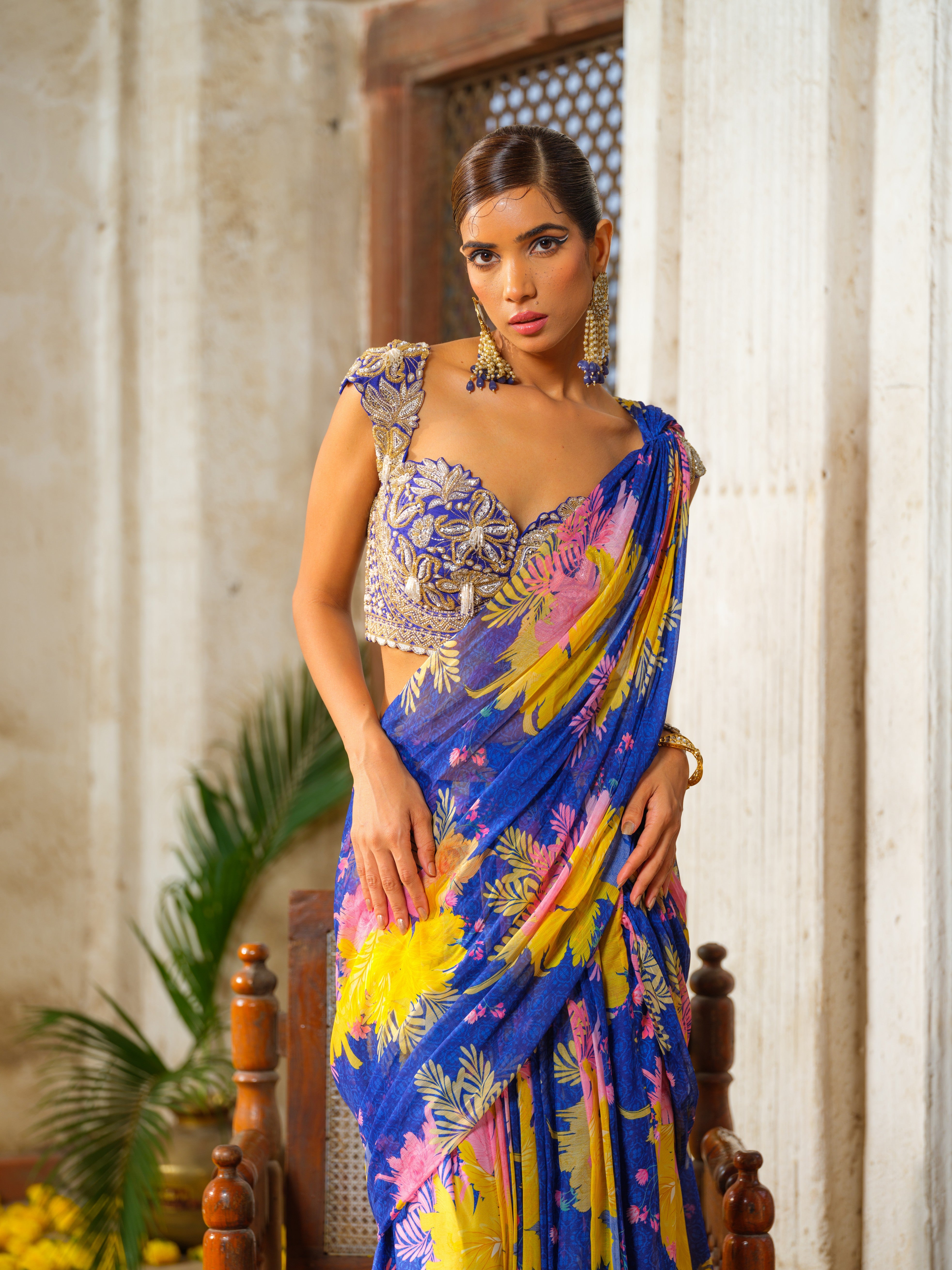 Neela classic draped saree set